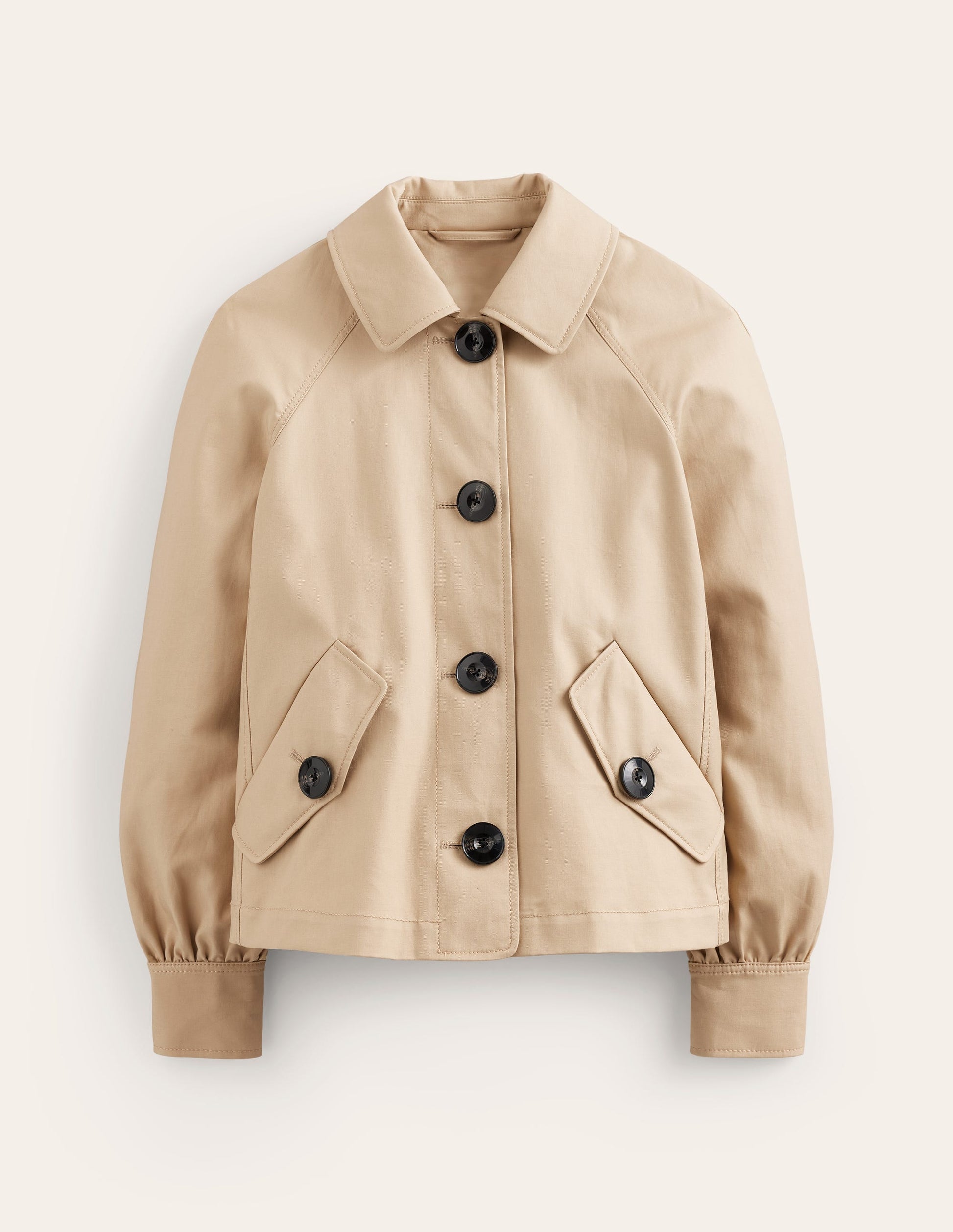 Cropped Trench Jacket-Neutral with Red Pop-5