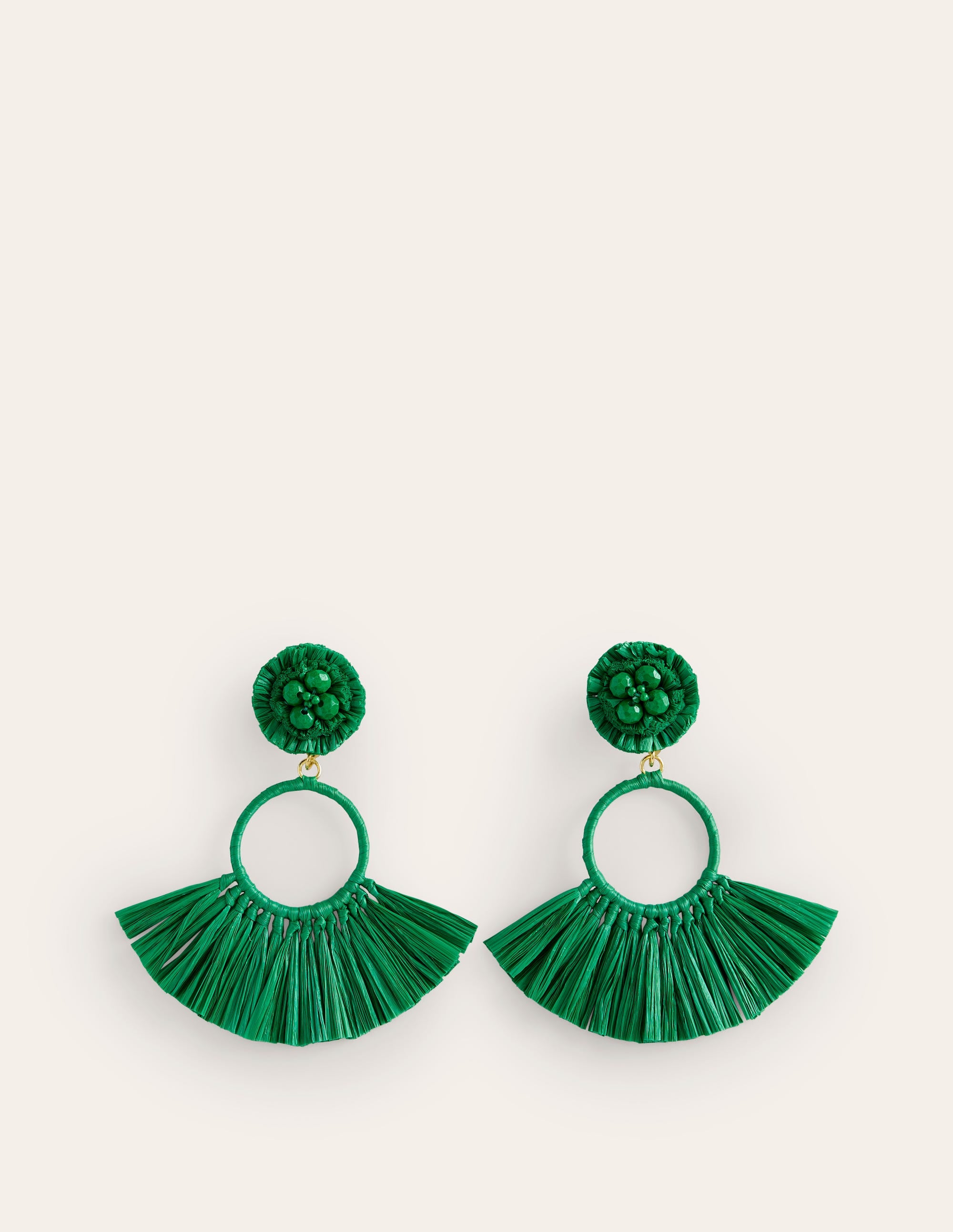 Tassel Ring Earrings-Rich Emerald - Image 1