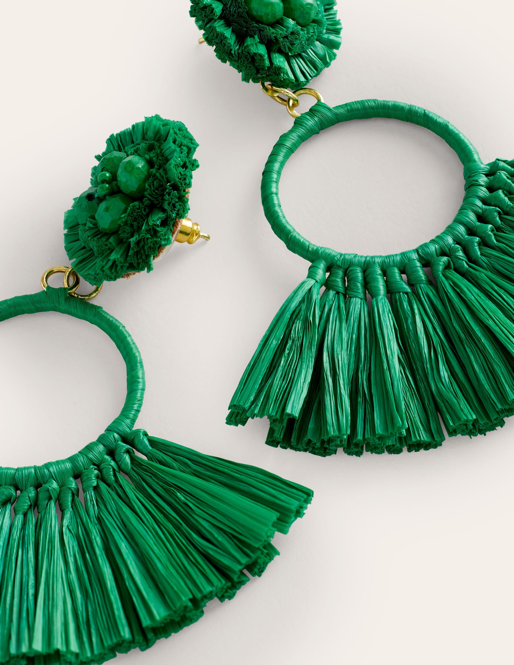 Tassel Ring Earrings-Rich Emerald - Image 3