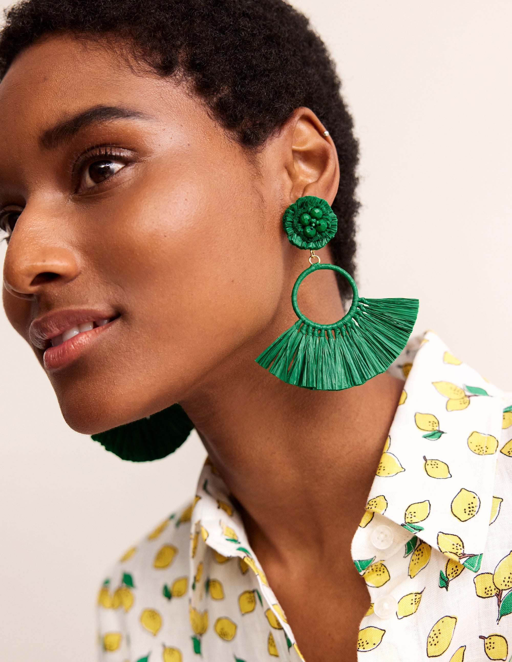 Tassel Ring Earrings-Rich Emerald - Image 2