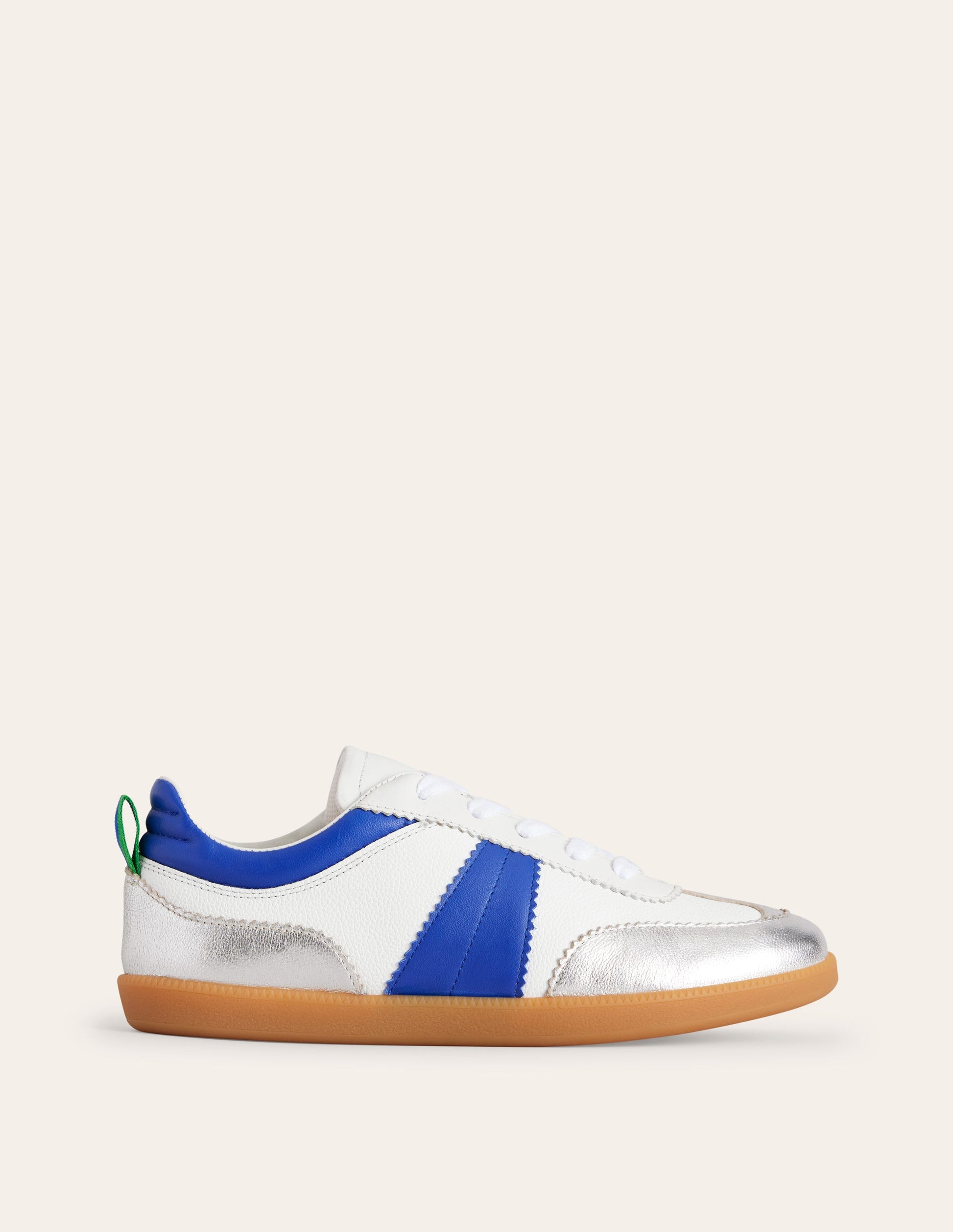 Erin Retro Tennis Trainers-White, Bright Blue and Silver-2