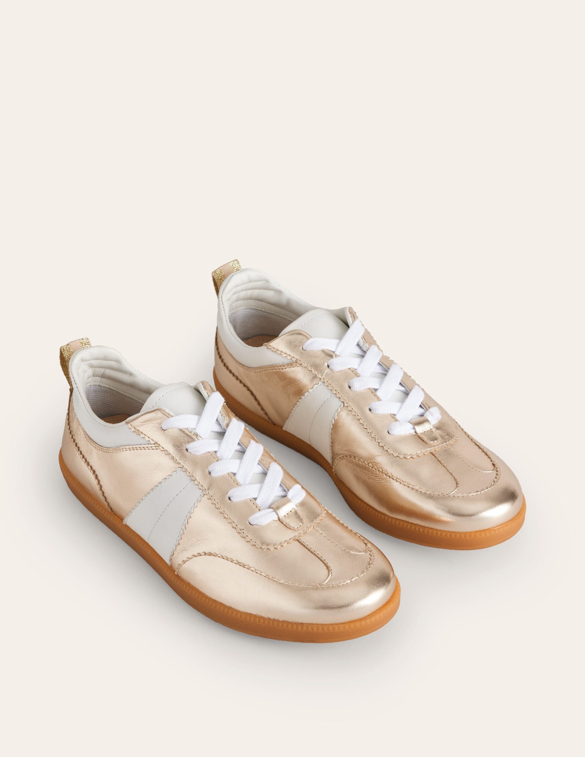 Erin Retro Tennis Trainers-Gold Mix-3
