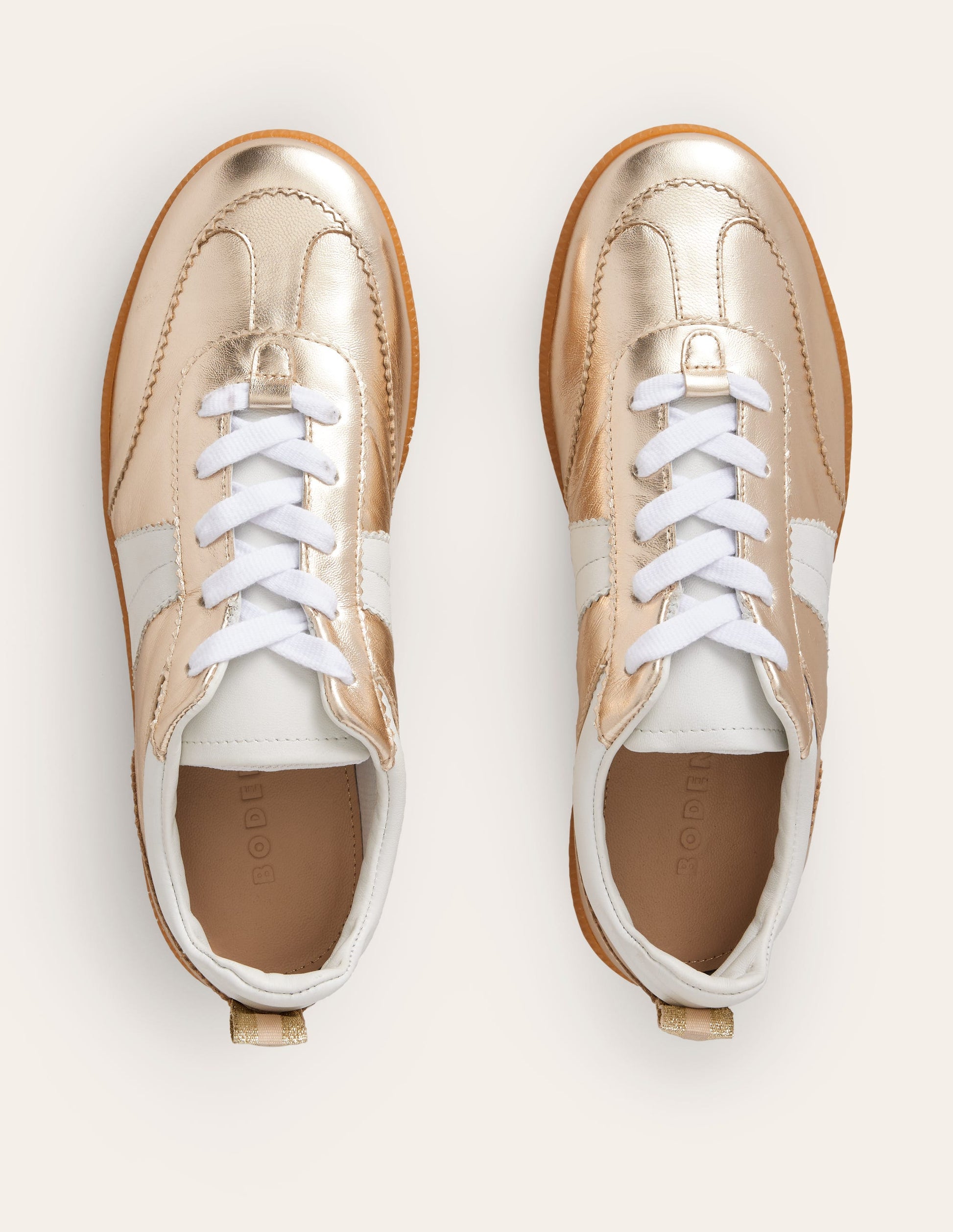 Erin Retro Tennis Trainers-Gold Mix-4