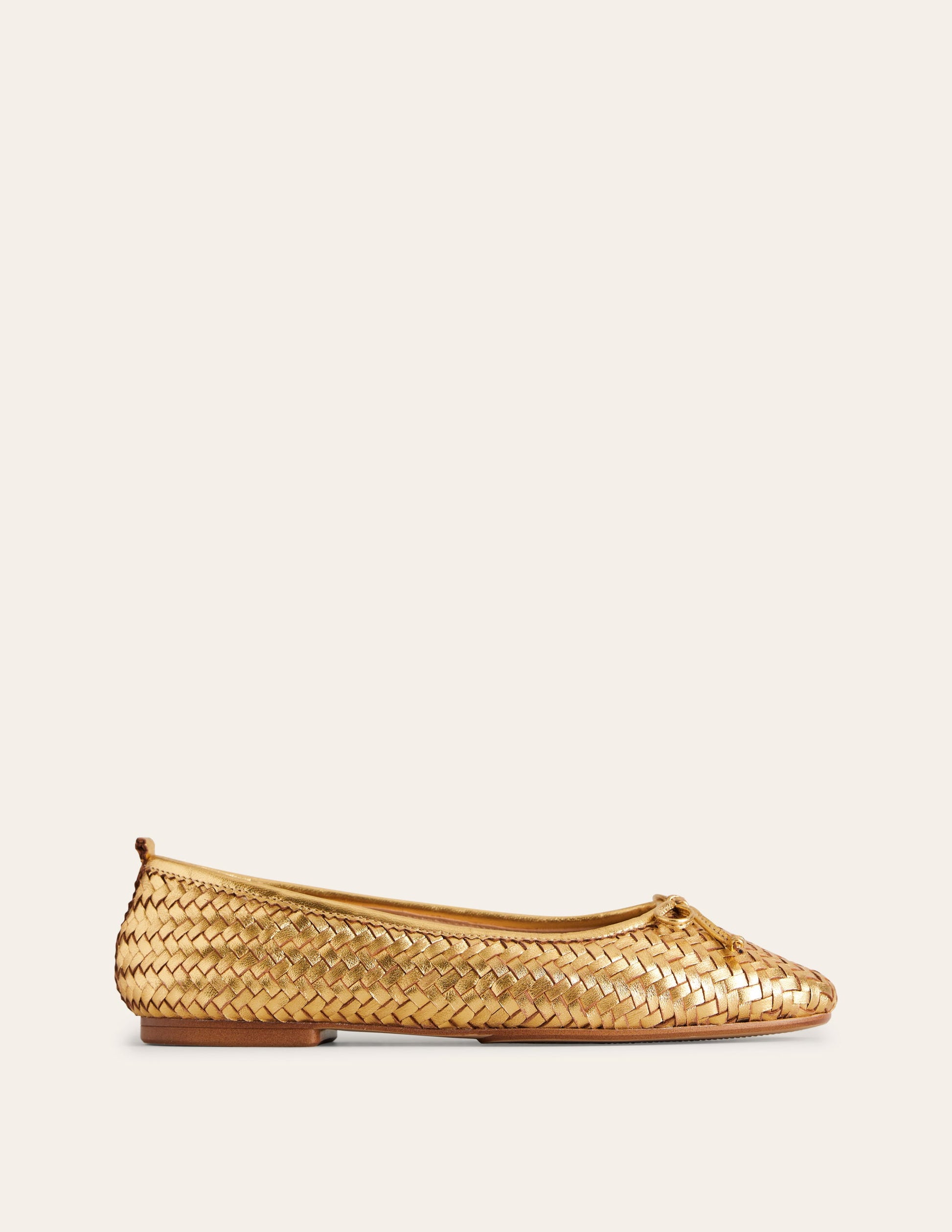 Kitty Flexi Sole Ballet Pumps-Woven Gold-2