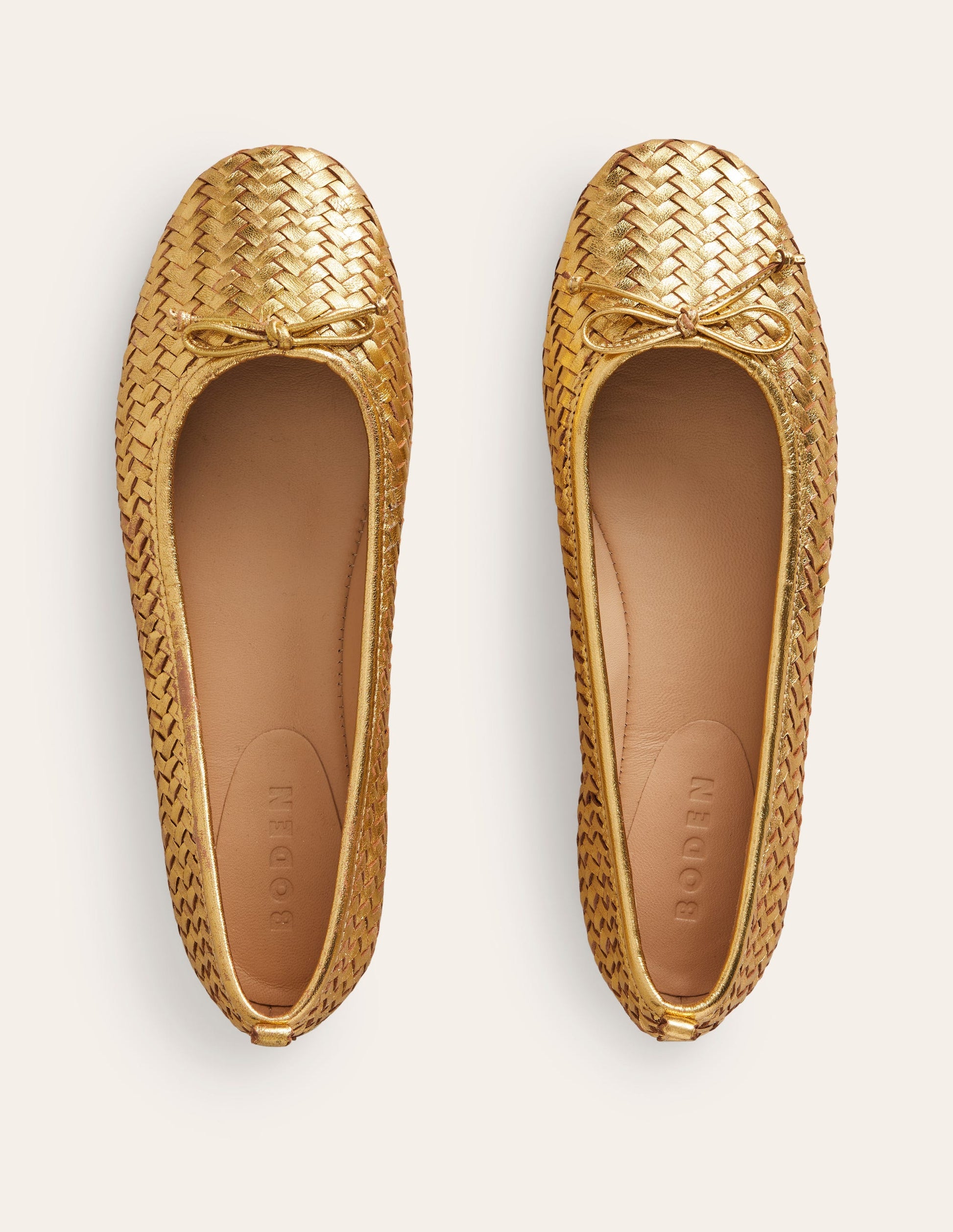 Kitty Flexi Sole Ballet Pumps-Woven Gold-5