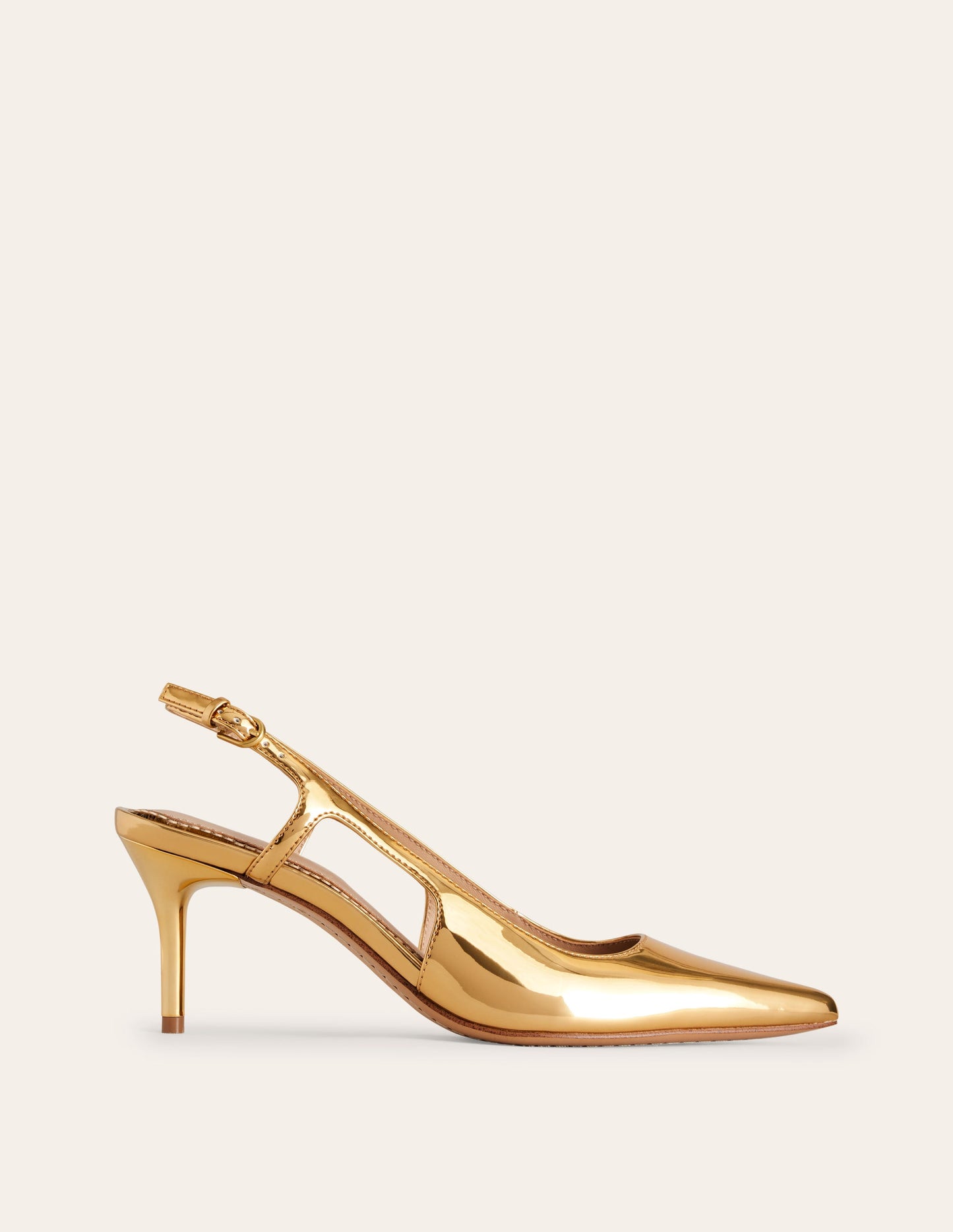 Cut Out Sling Back Heels-Gold Mirror