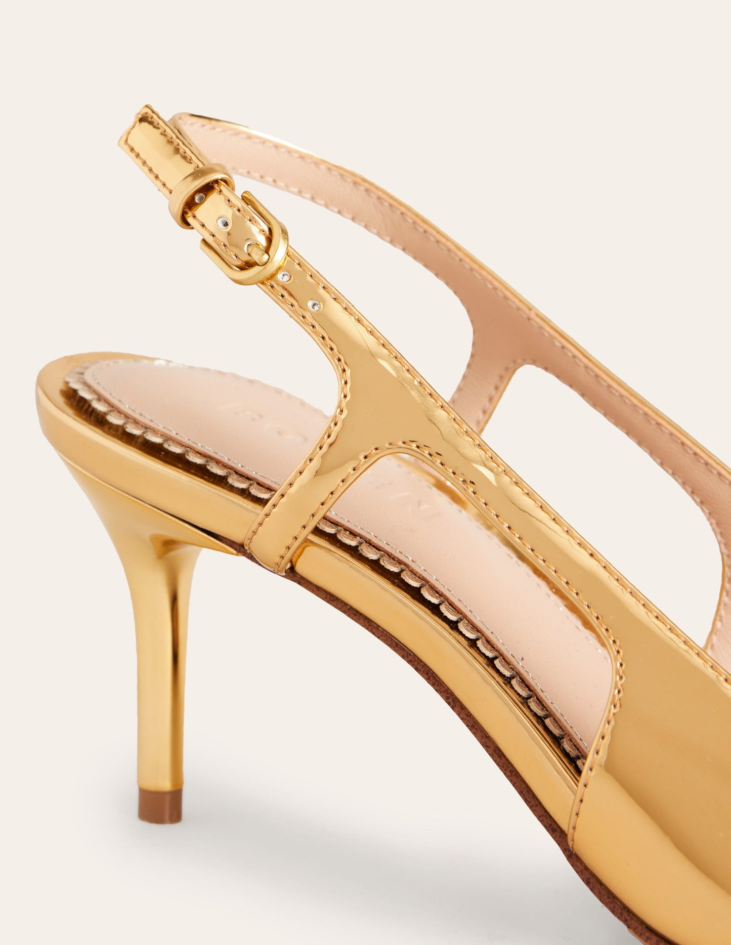 Cut Out Sling Back Heels-Gold Mirror