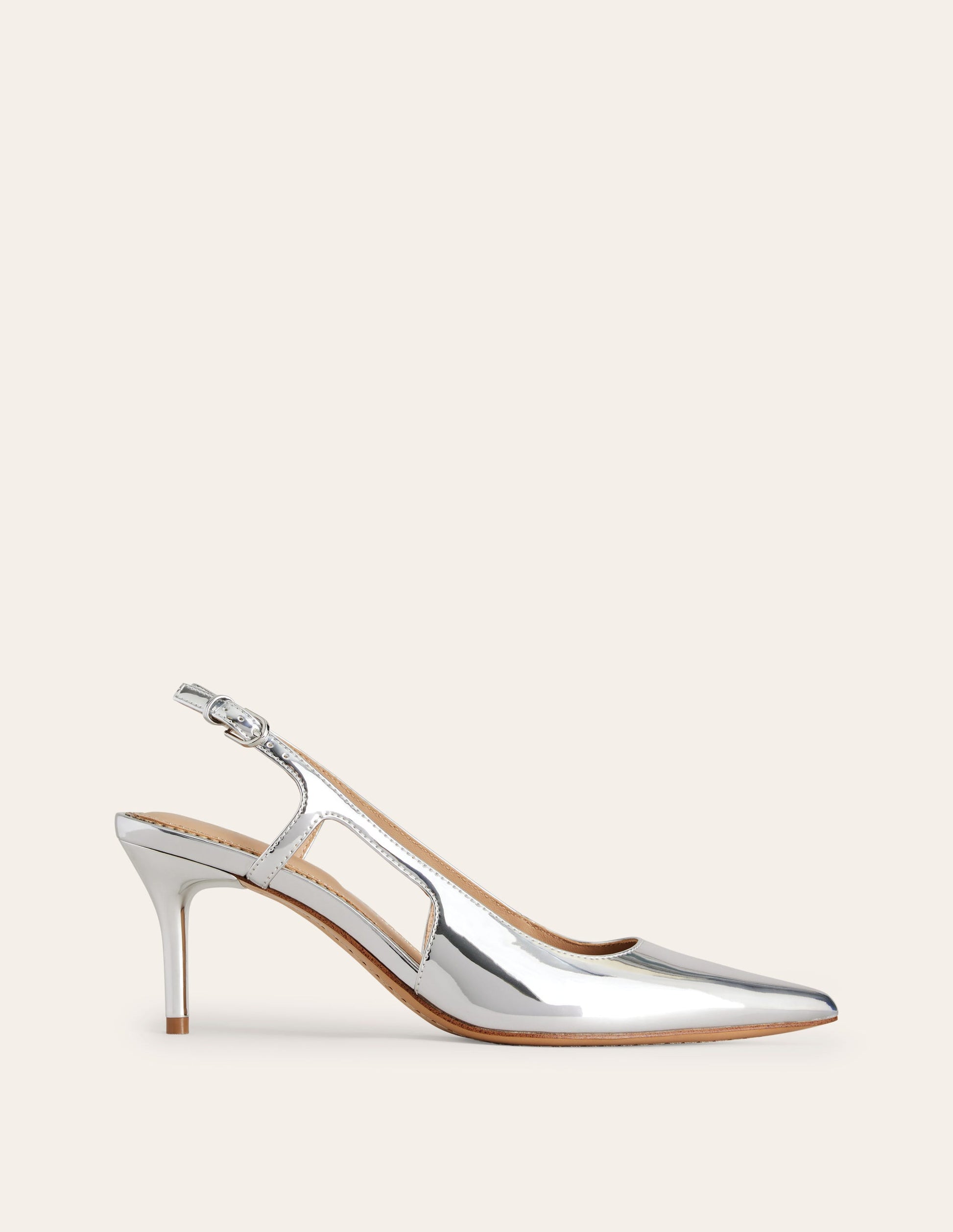 Cut Out Sling Back Heels-Silver Mirror-2