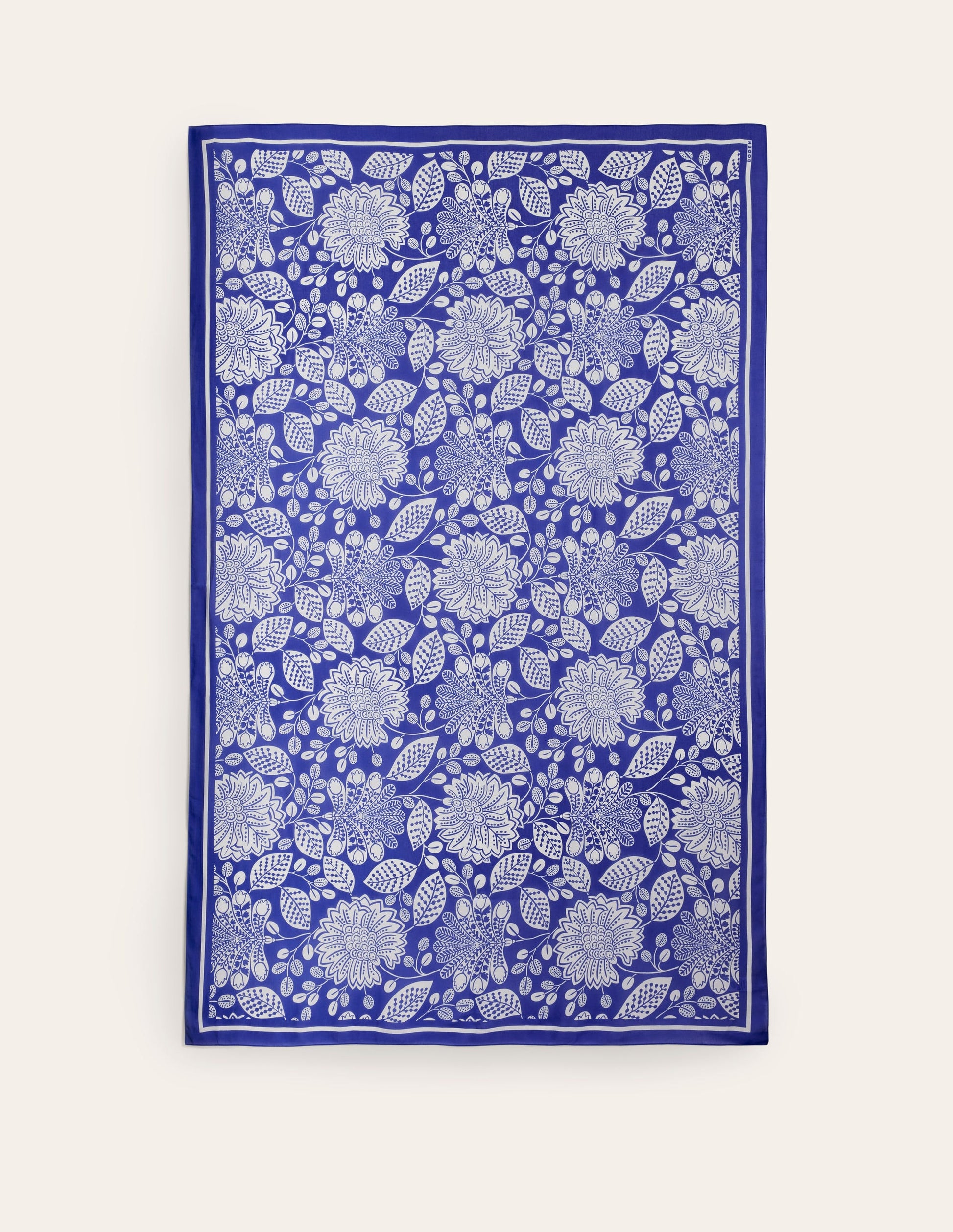 Printed Sarong Scarf-Bright Blue, Gardenia Swirl-5