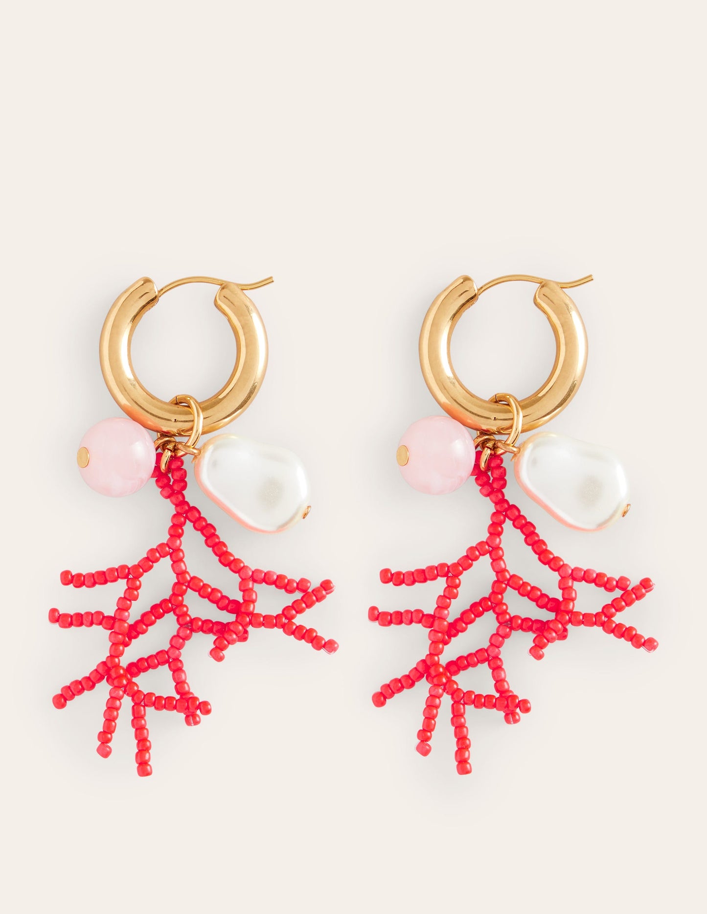 Cluster Hoop Earrings-Pink