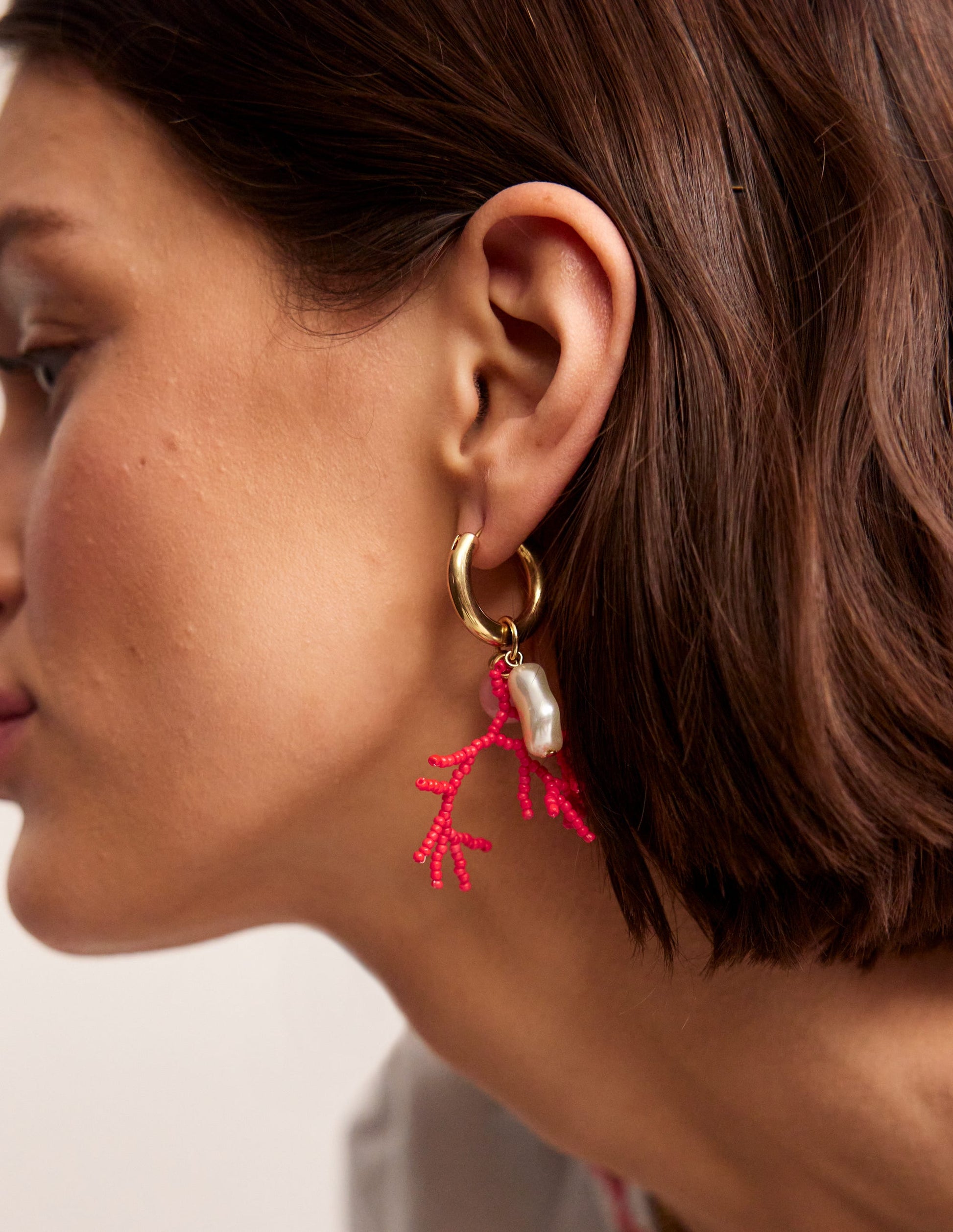 Cluster Hoop Earrings-Pink-1