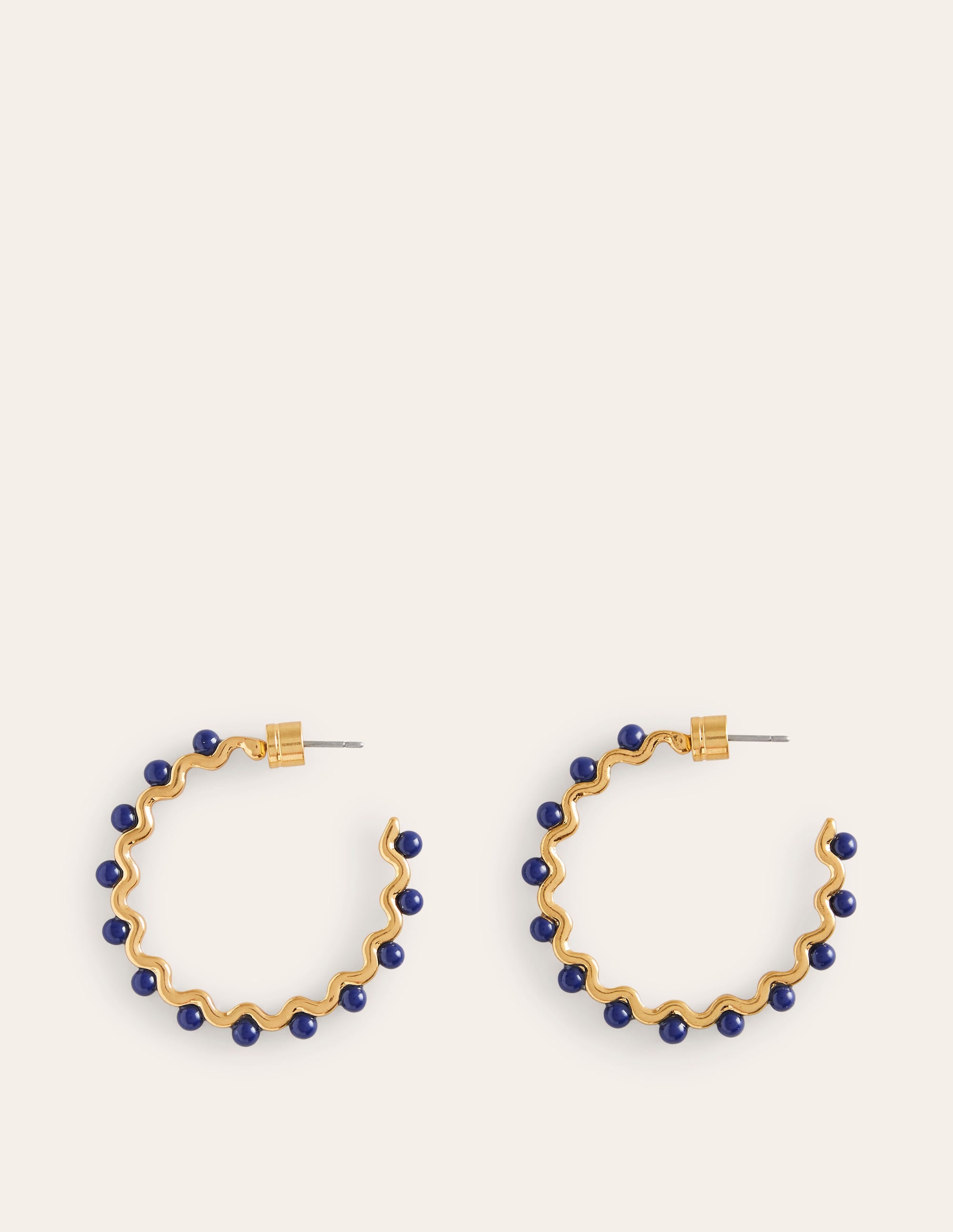 Wire Bead Hoop Earrings-Navy - Image 2
