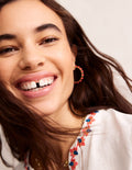 Wire Bead Hoop Earrings-Pink