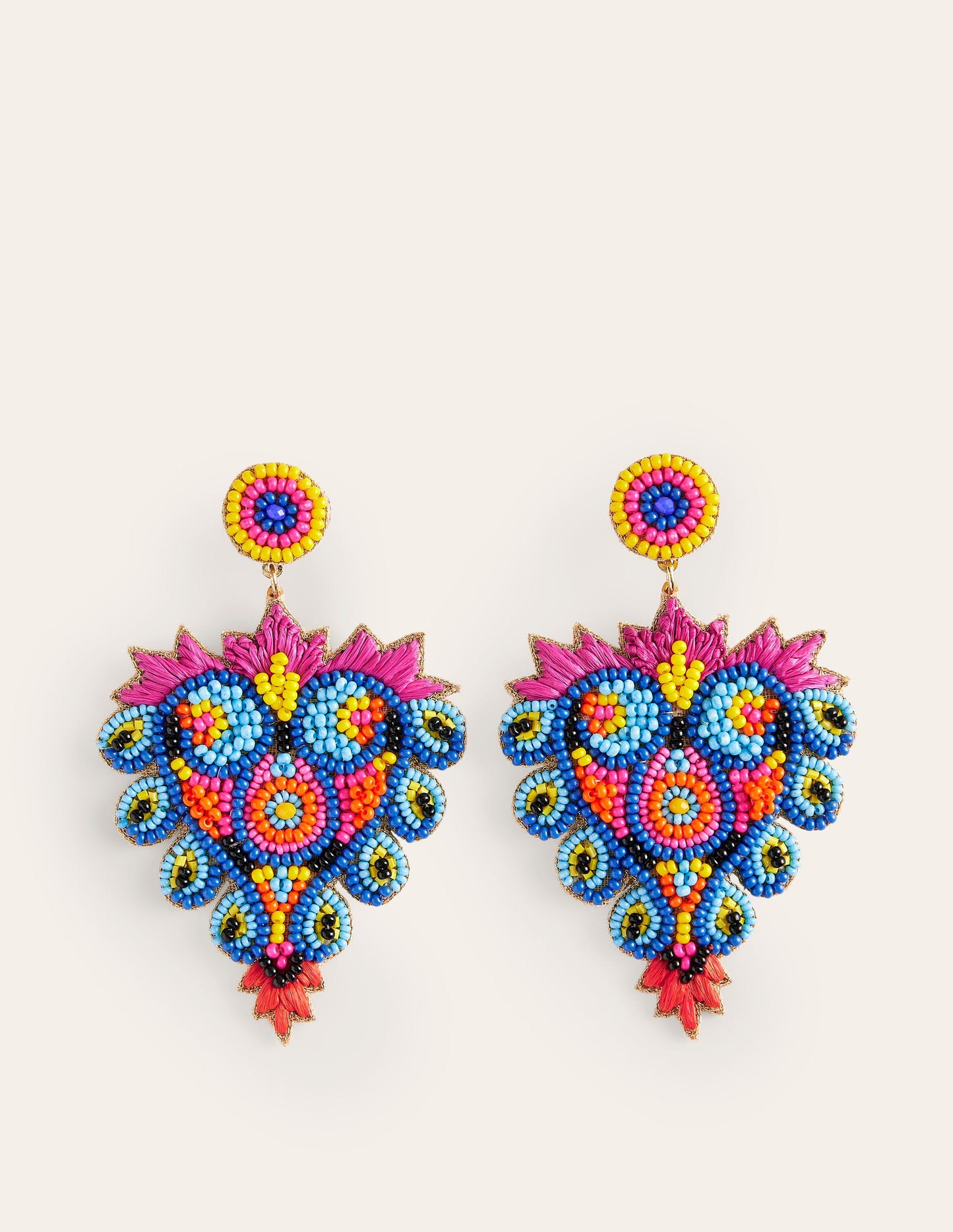 Beady Motif Earrings-Heart
