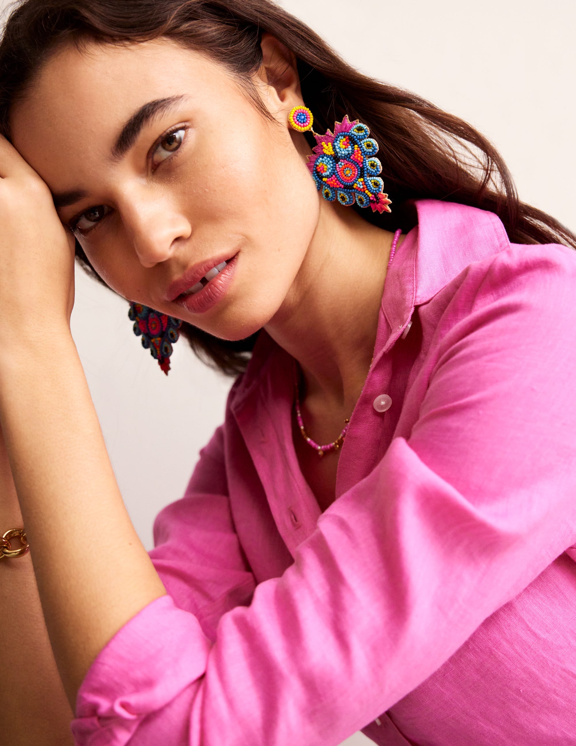 Beady Motif Earrings-Heart - Image 1