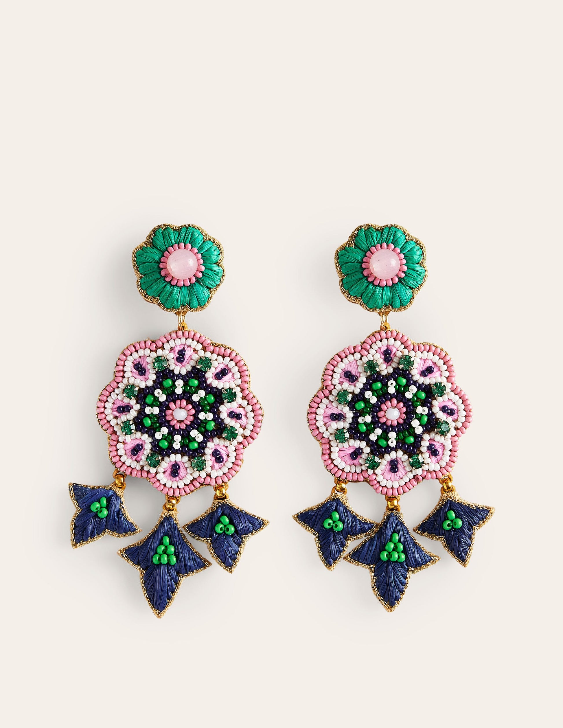 Beady Motif Earrings-Flower-2