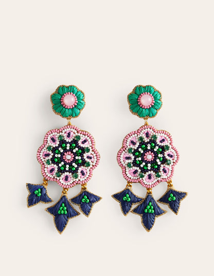 Beady Motif Earrings-Flower-2