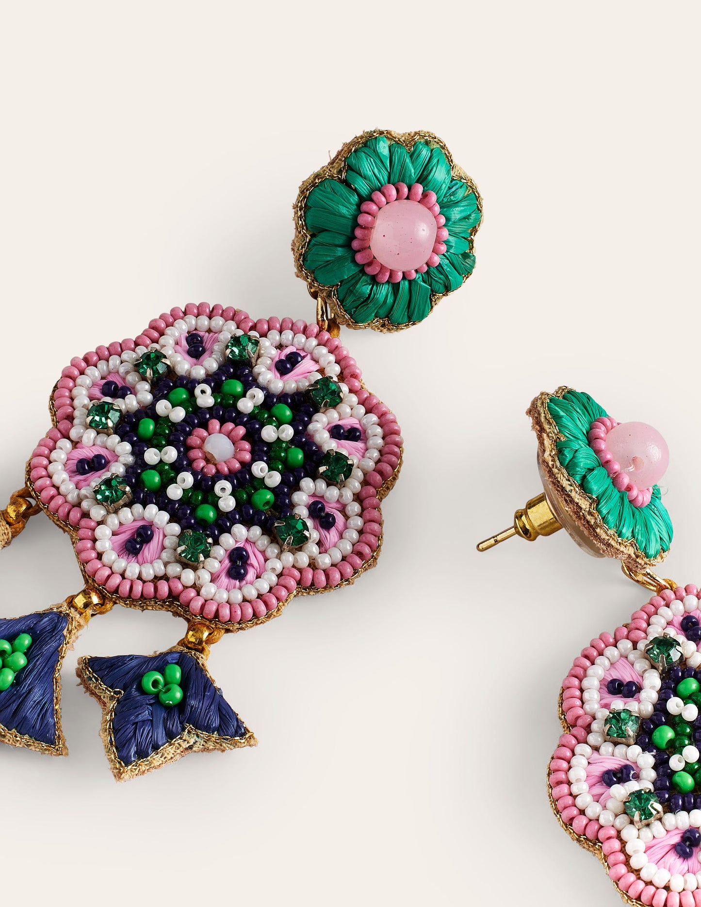 Beady Motif Earrings-Flower