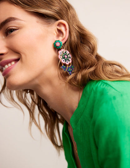 Beady Motif Earrings-Flower-1