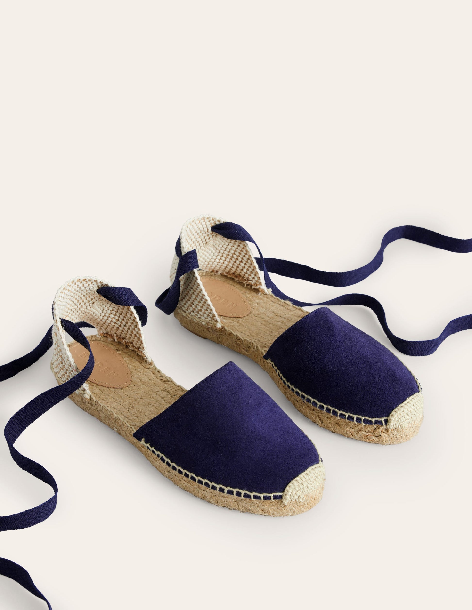 Ankle Tie Flat Espadrilles-Navy suede-3