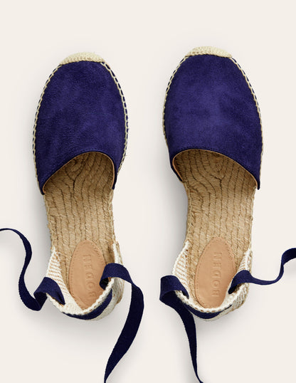 Ankle Tie Flat Espadrilles-Navy suede-5