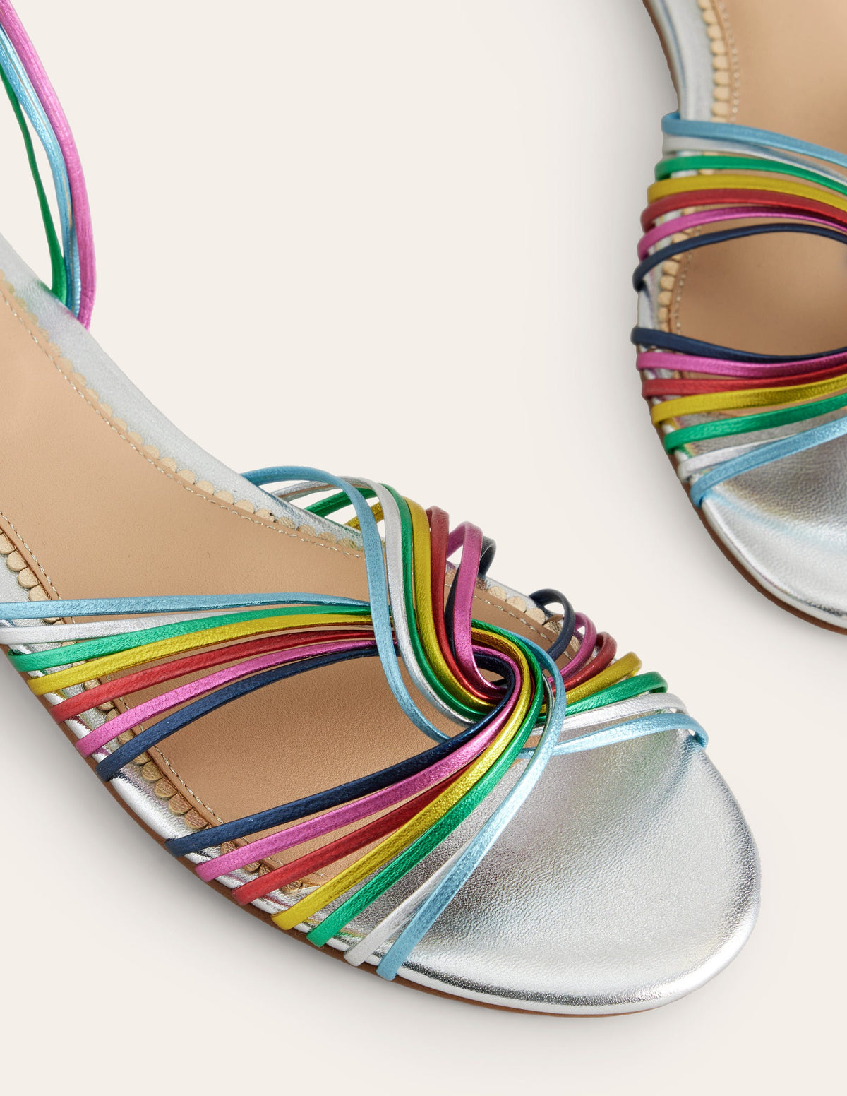 Twist Front Flat Sandals-Multi Metallic Leather-5