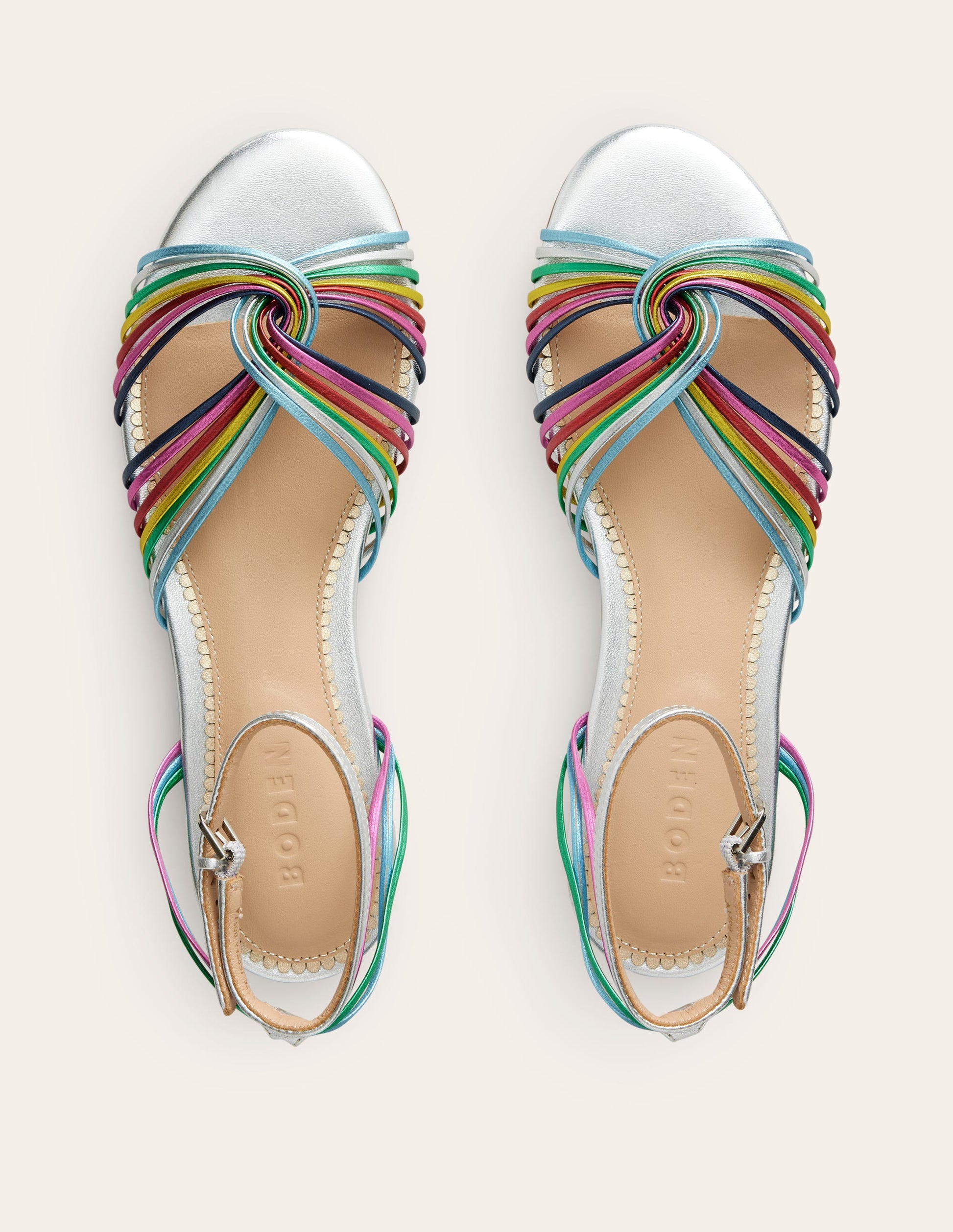 Twist Front Flat Sandals-Multi Metallic Leather-6
