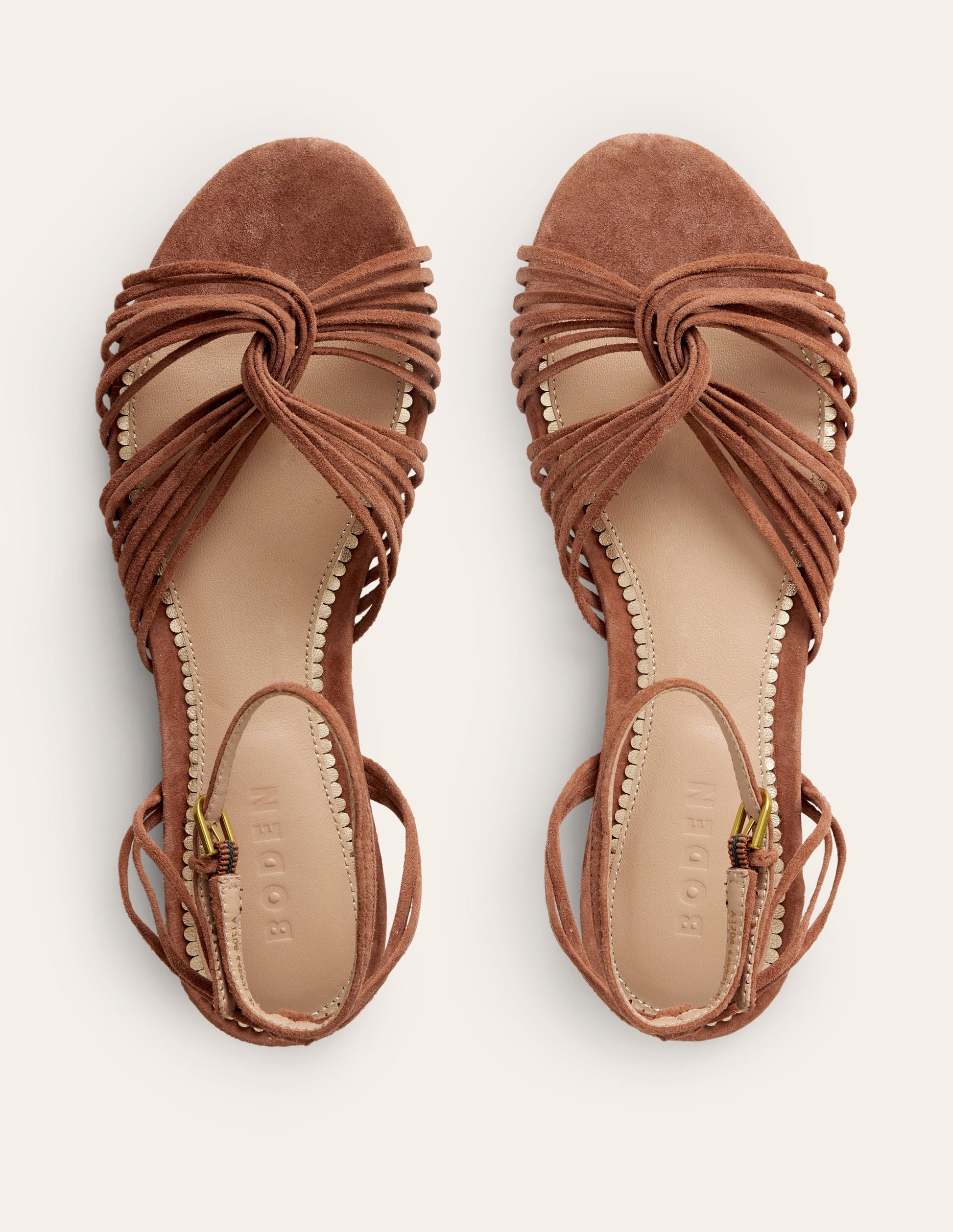 Twist Front Flat Sandals-Tan Suede-5