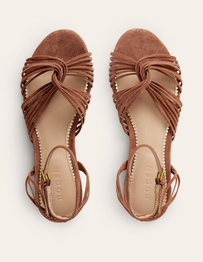 Twist Front Flat Sandals-Tan Suede-5