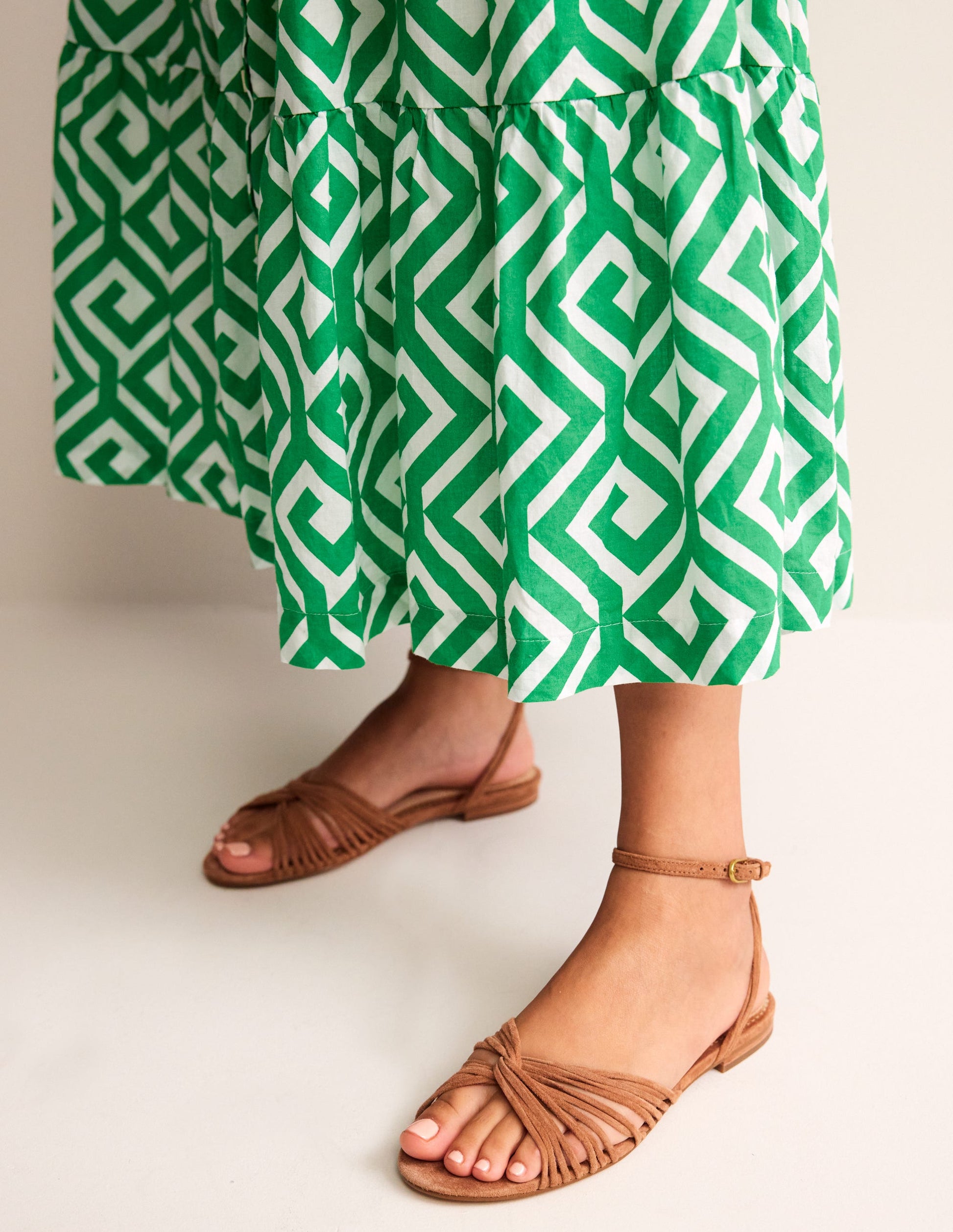 Twist Front Flat Sandals-Tan Suede-1
