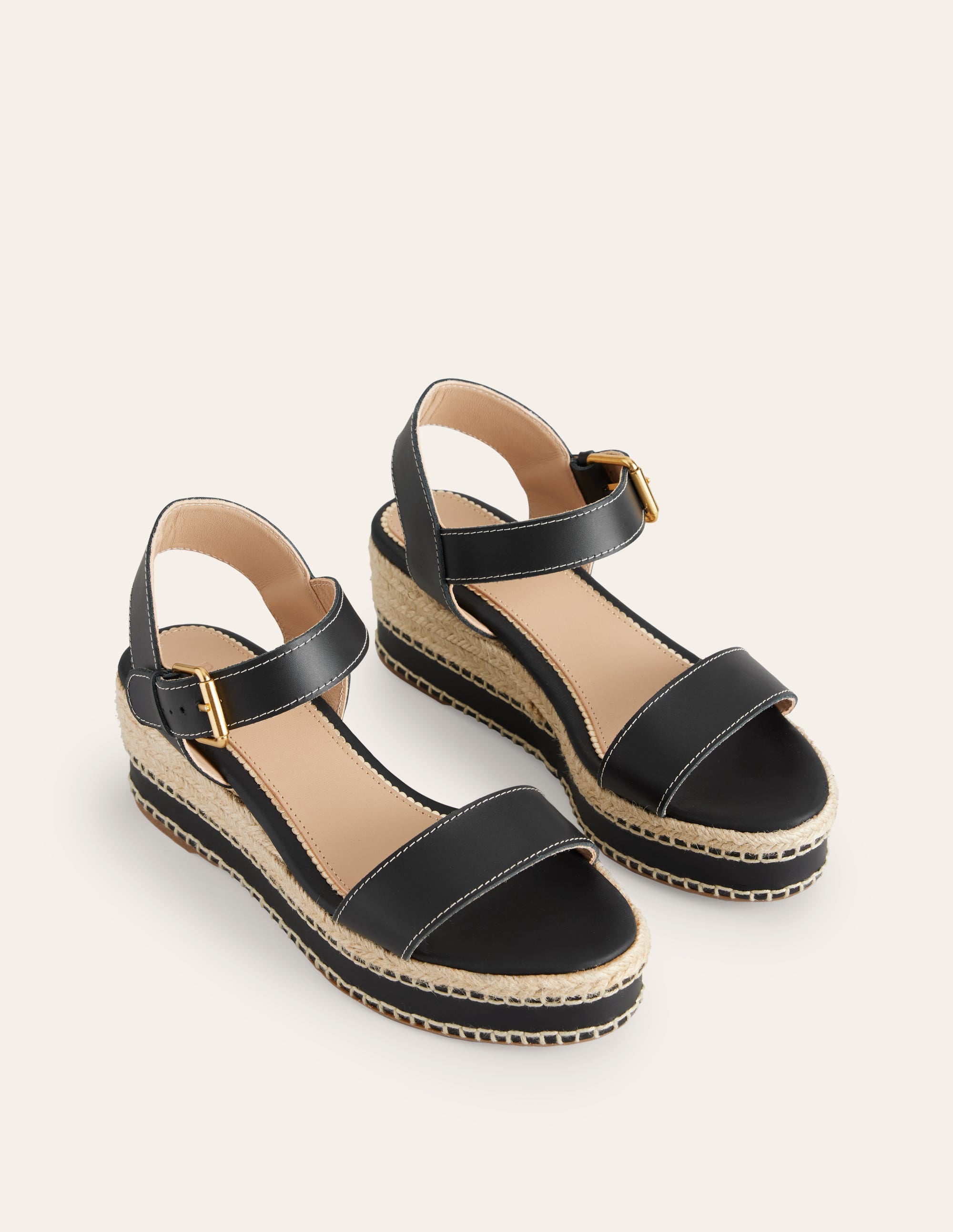 Stitched Wedge Espadrilles-Black - Image 3