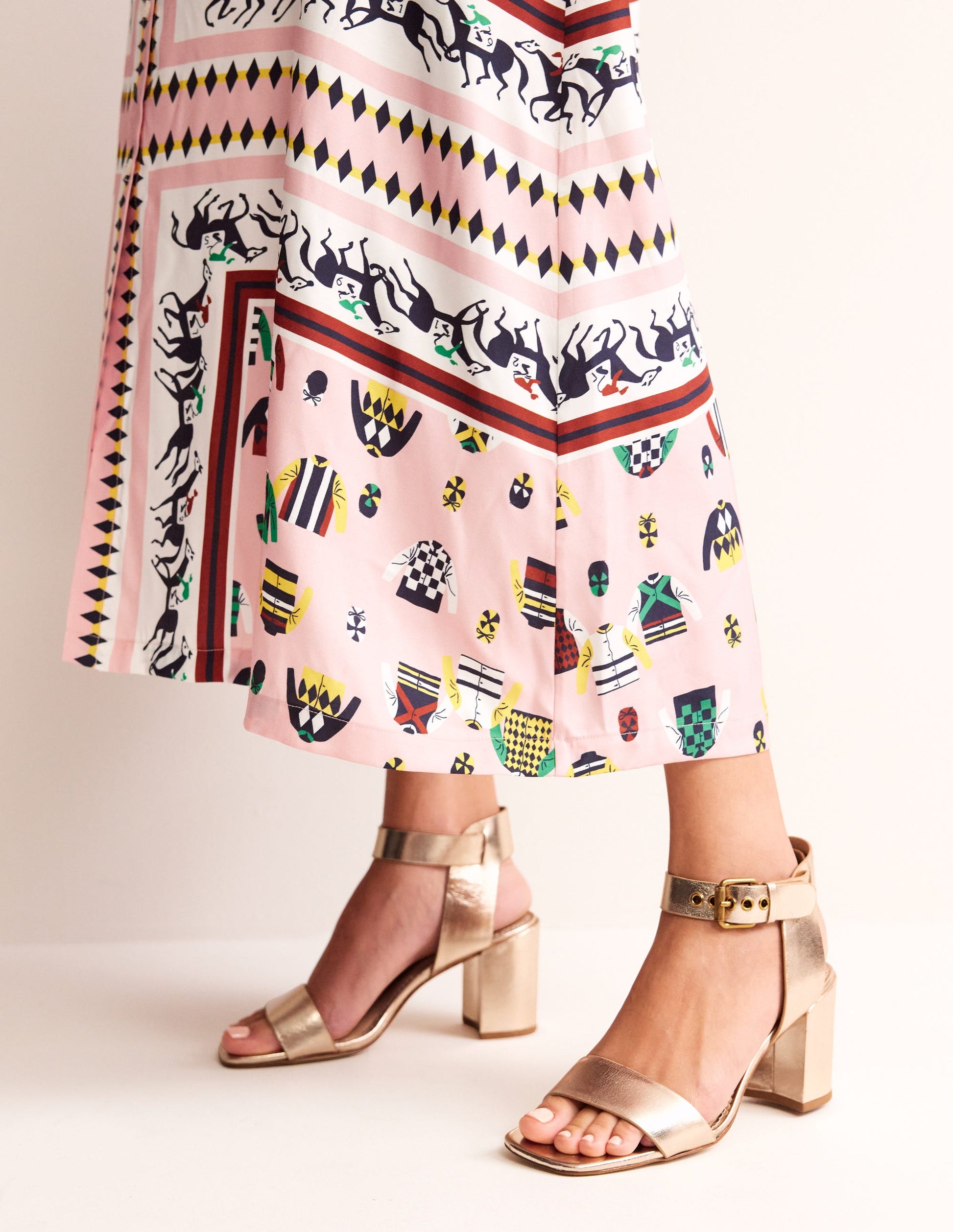 Ankle Strap Heeled Sandals-Gold Leather-1