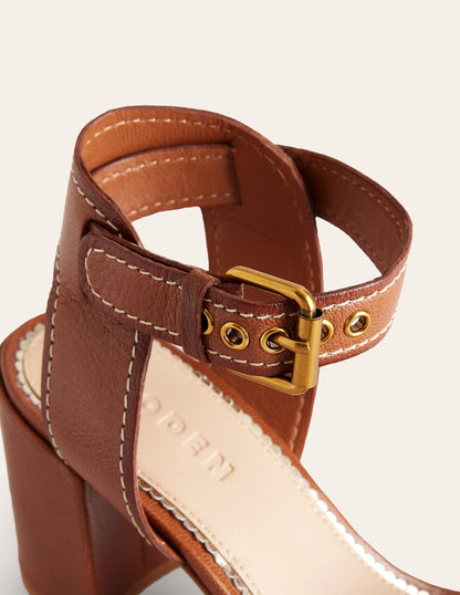Ankle Strap Heeled Sandals-Tan Leather-4