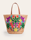 Embroidered Basket Bag-Parrot Embroidery