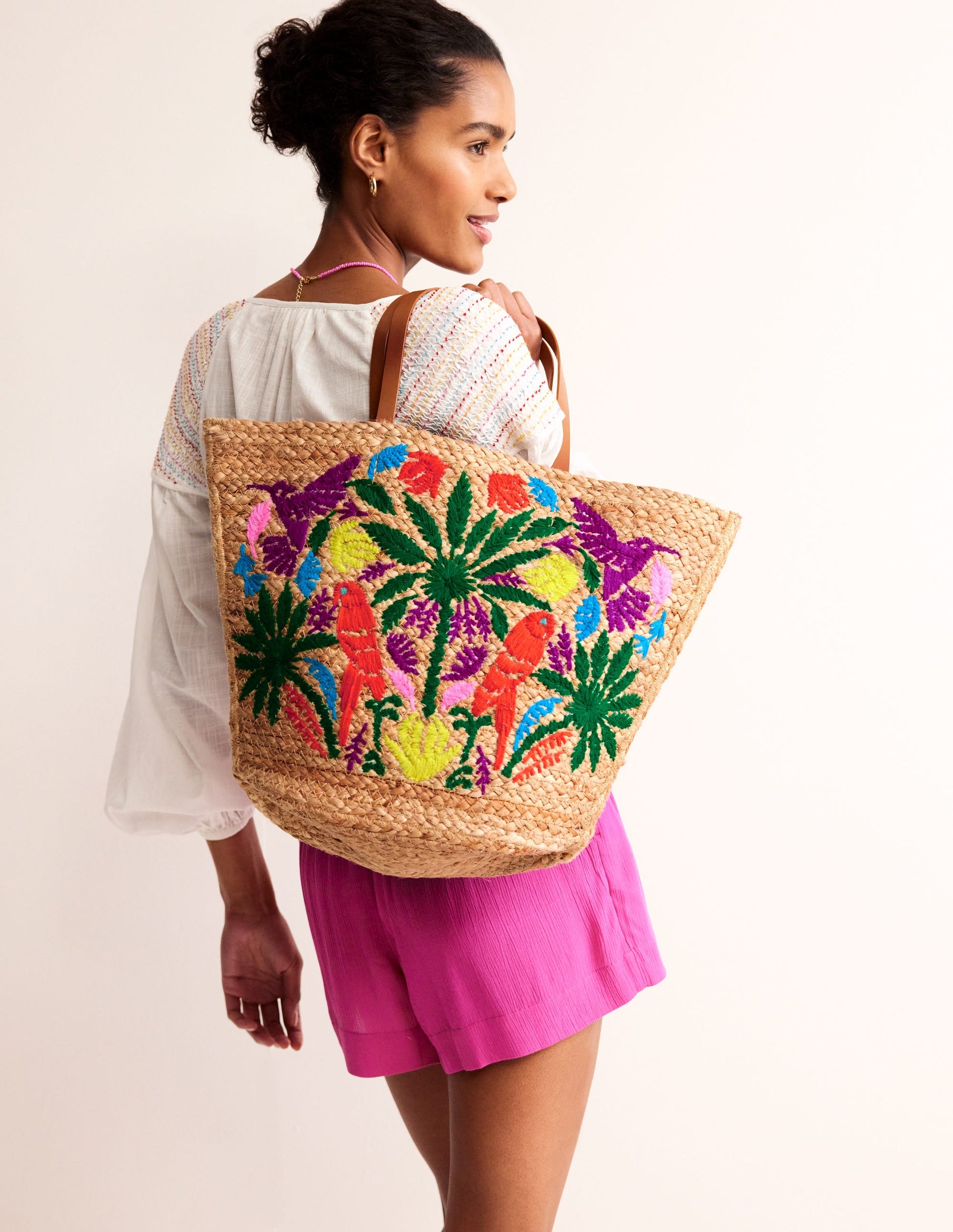 Embroidered Basket Bag-Parrot Embroidery-2