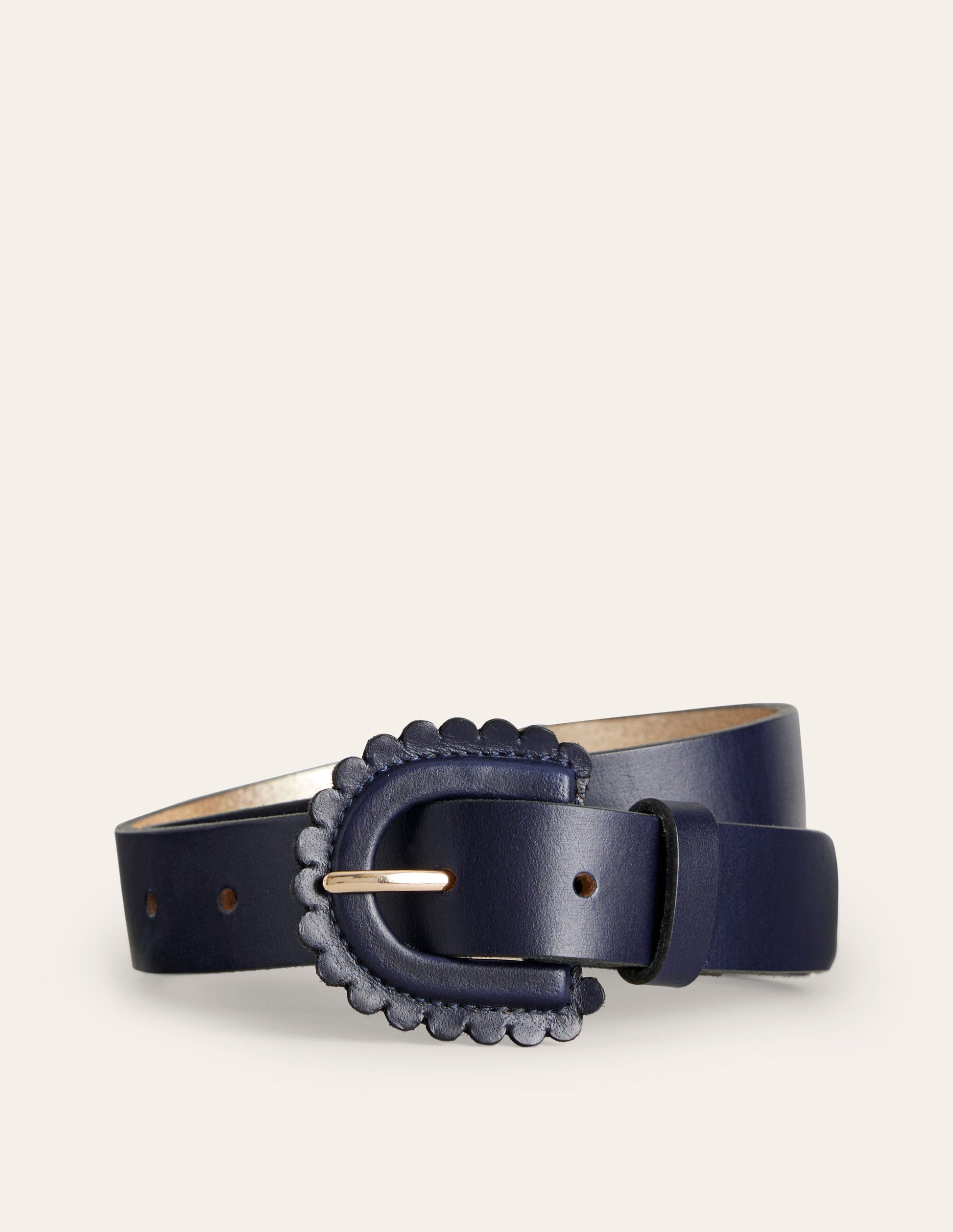 Scallop Buckle Belt-Navy-2