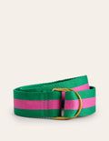 Webbing D-Ring Belt-Pink and Green