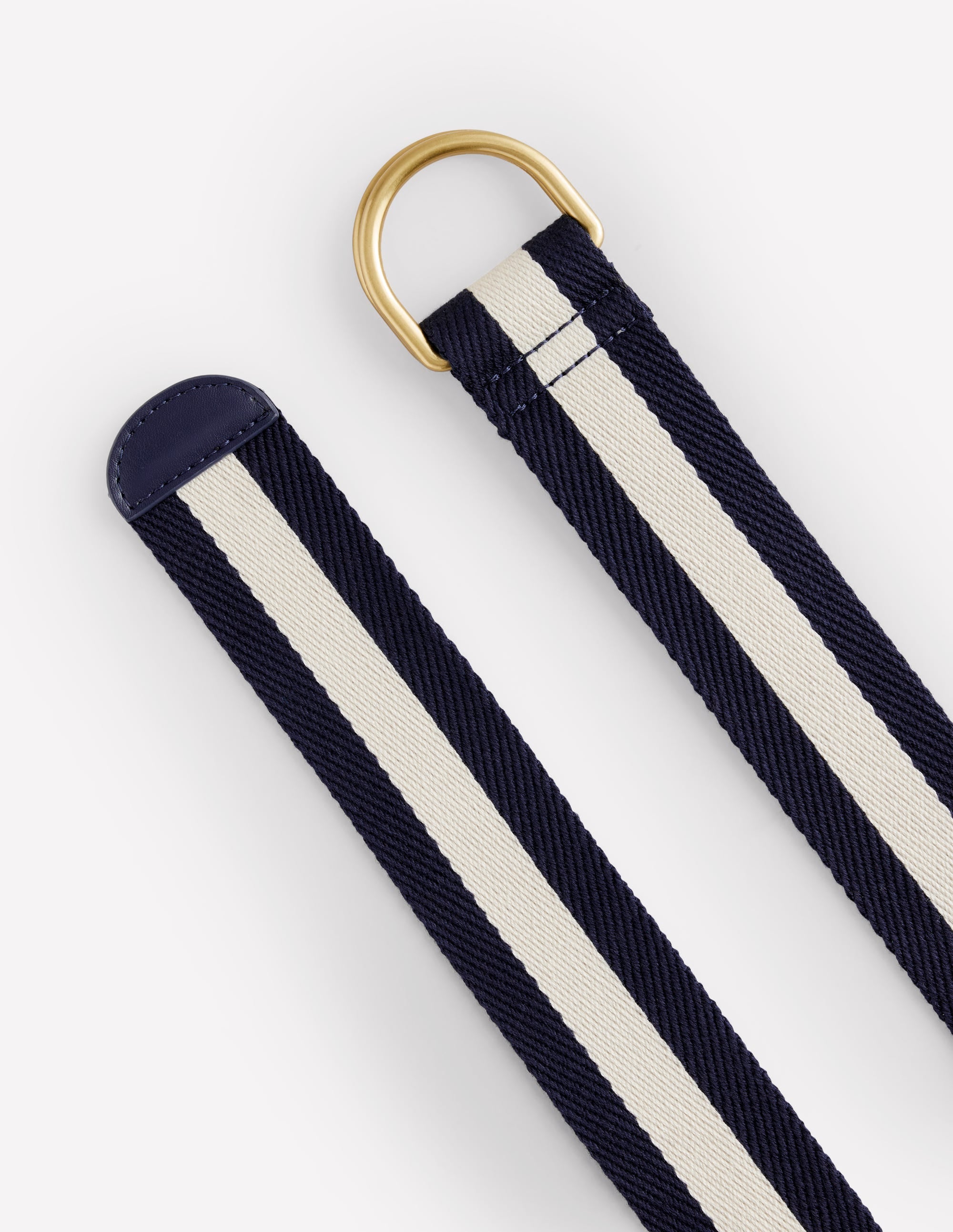 Webbing D-Ring Belt-Navy and Ivory - Image 3