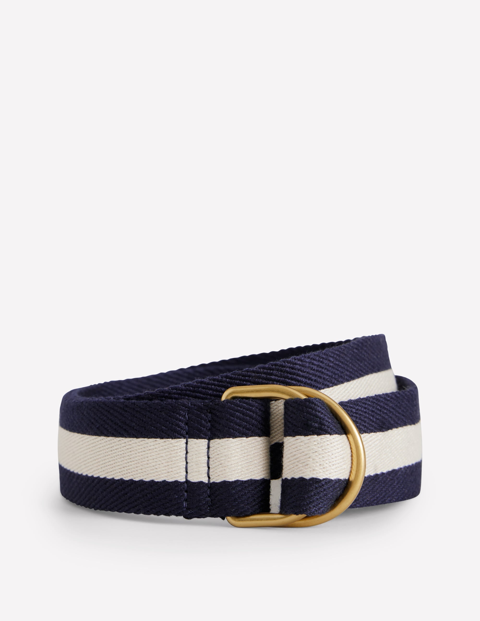 Webbing D-Ring Belt-Navy and Ivory - Image 1