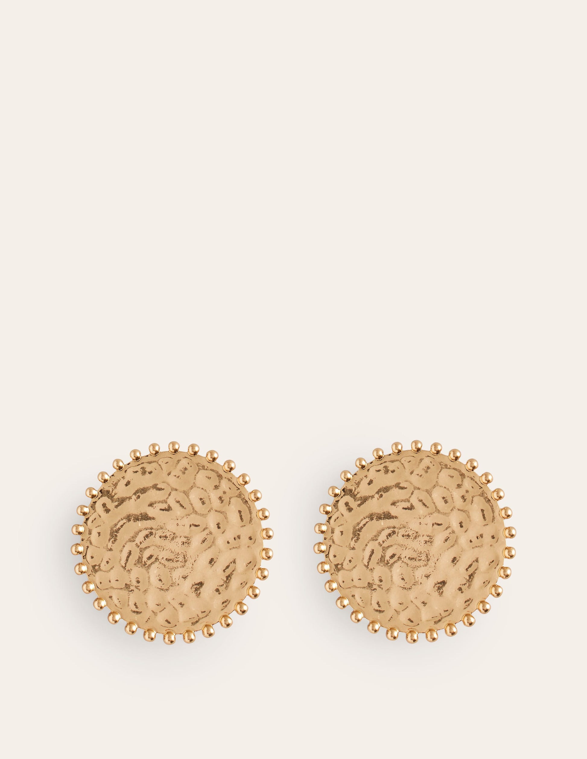Hammered Disk Earrings-Gold-1