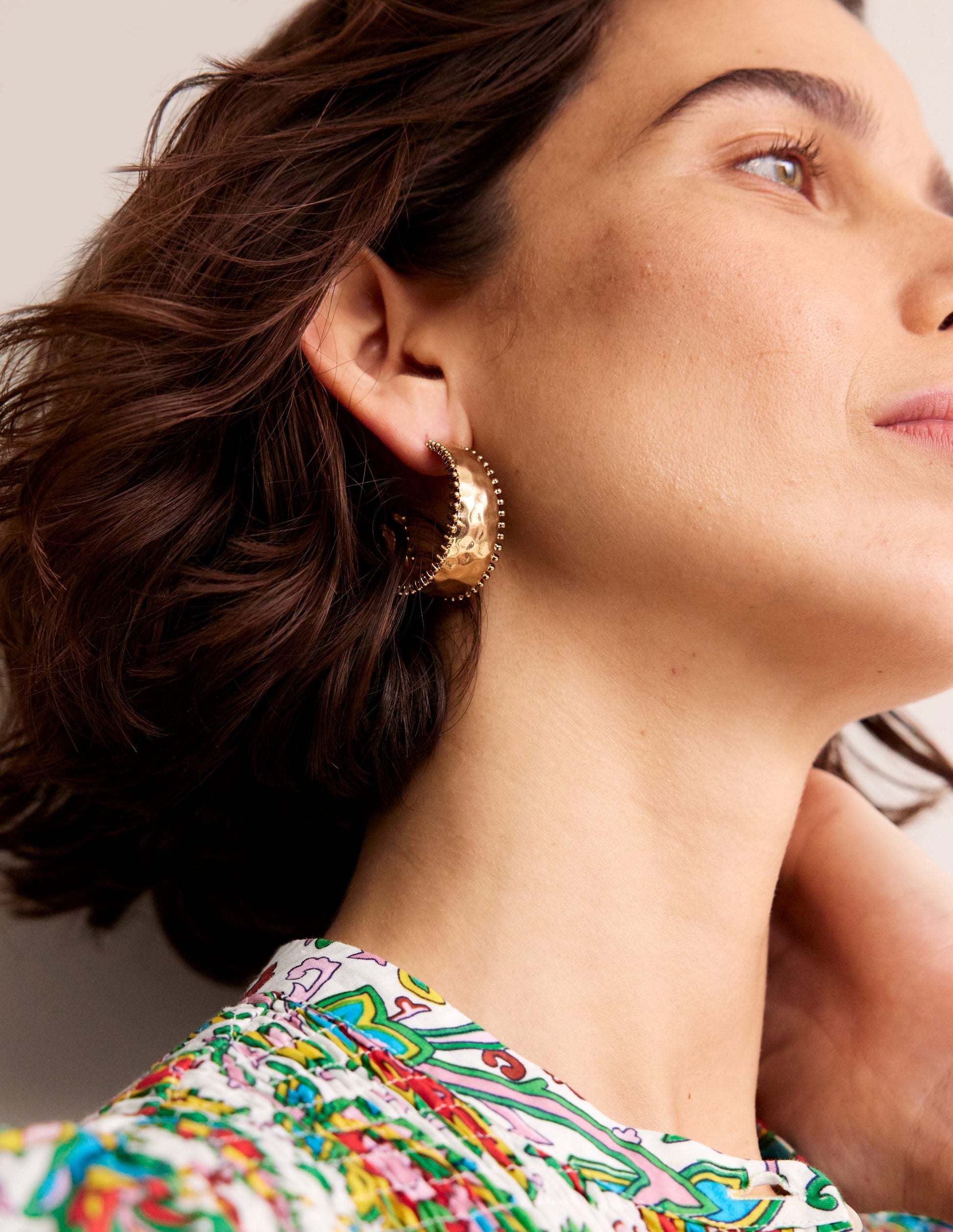 Hammered Bobble Hoops-Gold-1