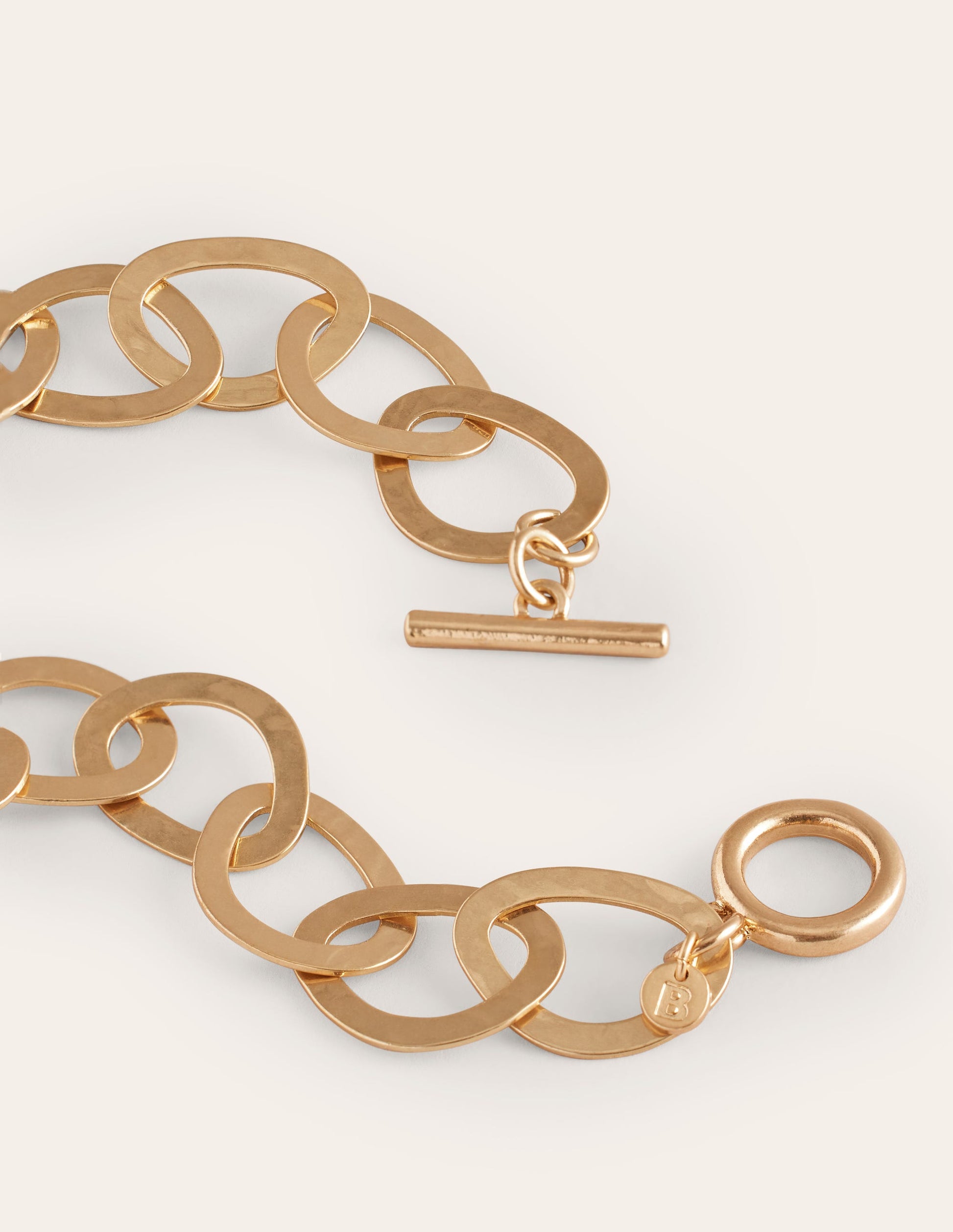 Hammered Link Necklace-Gold-3