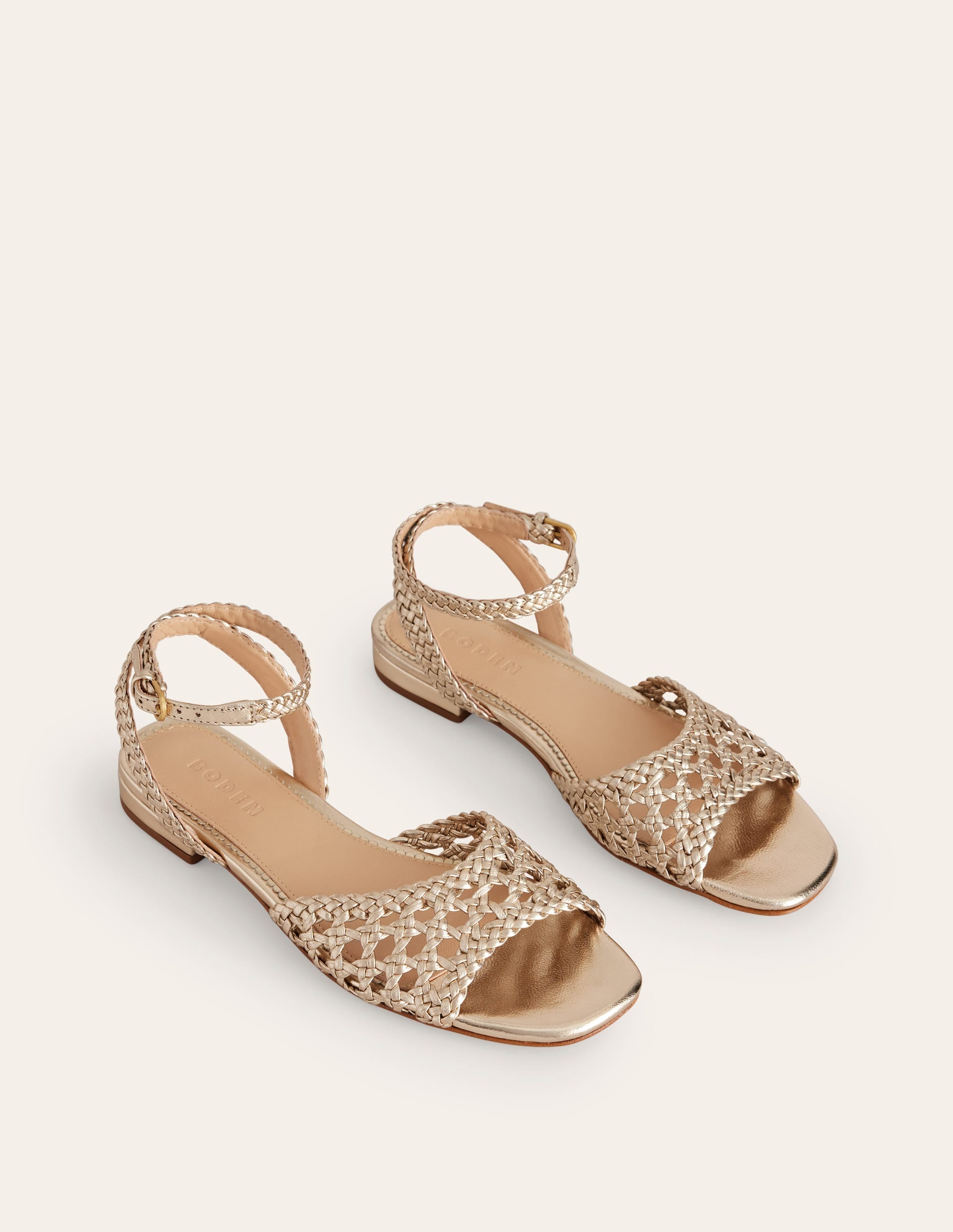 Woven Flat Sandals-Gold - Image 3