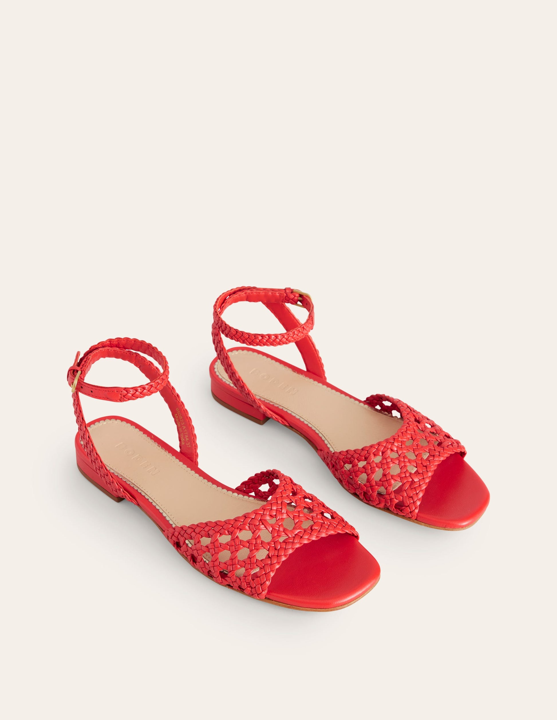 Woven Flat Sandals-Post Box Red-3