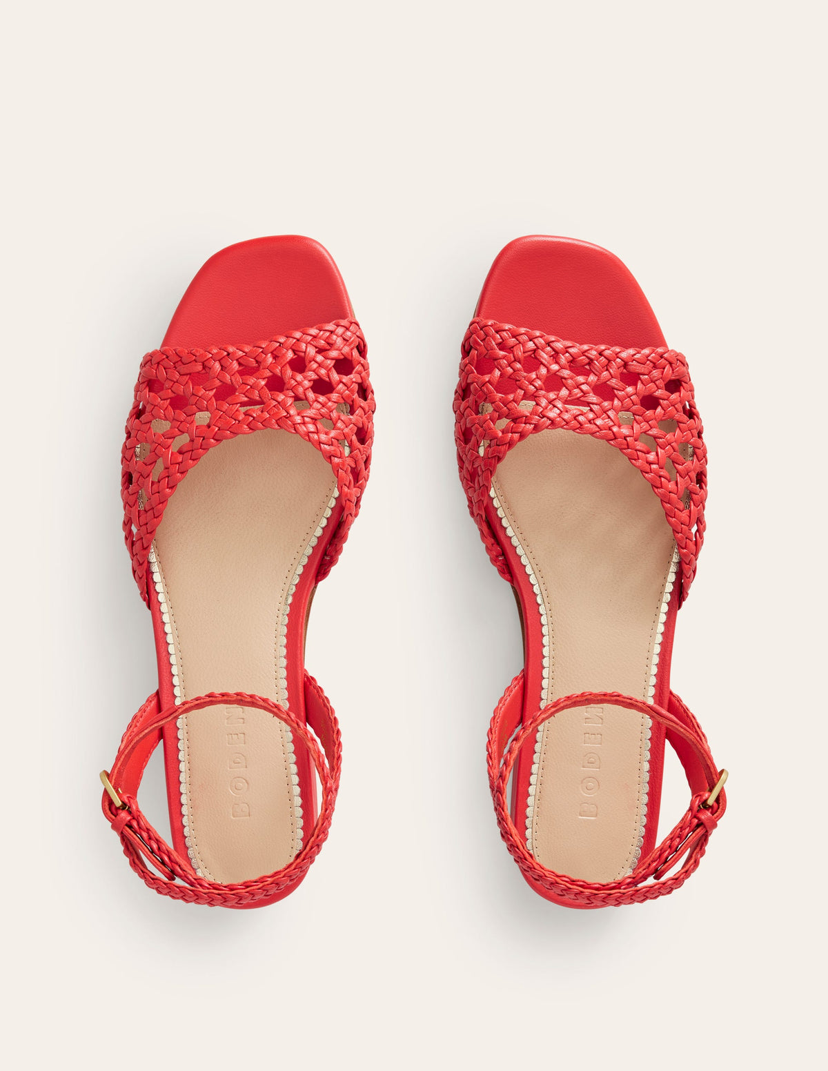 Woven Flat Sandals-Post Box Red-5