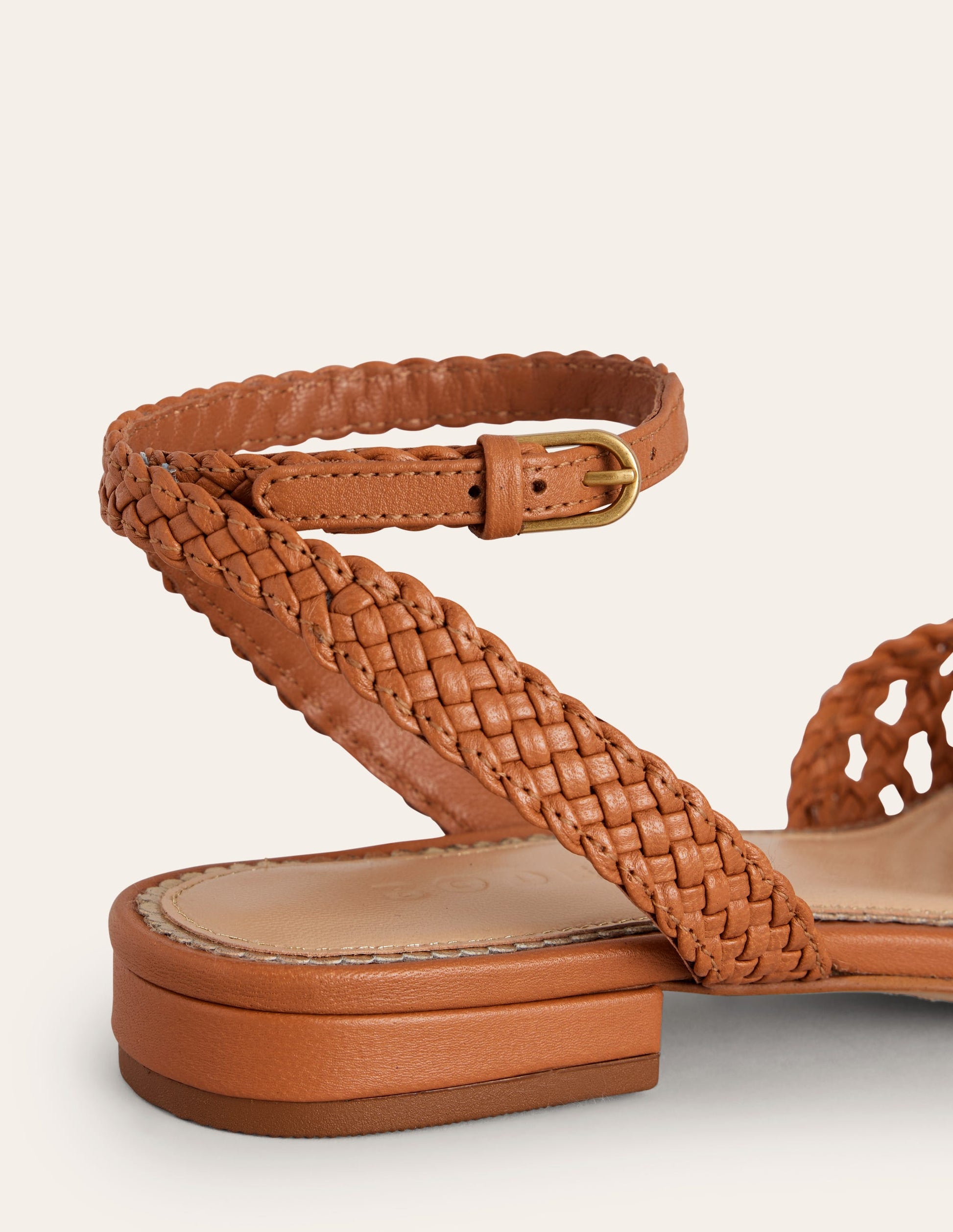 Woven Flat Sandals-Tan-4