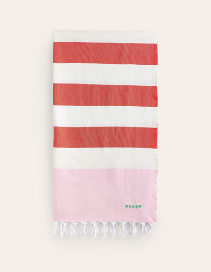 Hammam Towel-Firecracker Orange and Pink