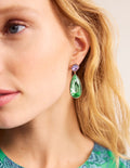 Statement Jewel Earrings-Green and Lilac