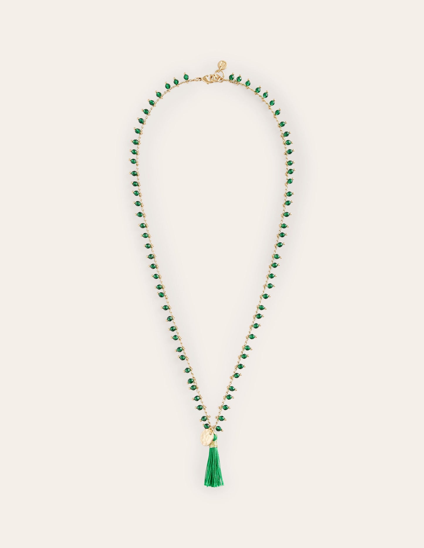 Beaded Tassel Necklace-Green