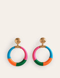 Mega Wrapped Ring Earrings-Pink